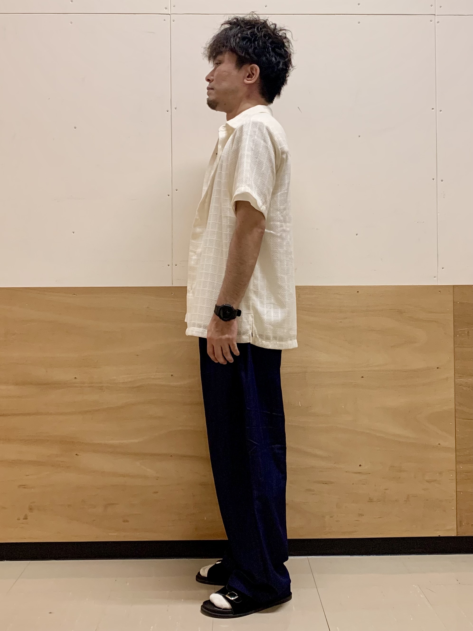 MATUさんの「THE SHOP TK｜【洗濯機OK】格子柄メッシュ半袖シャツ」を使ったコーディネート