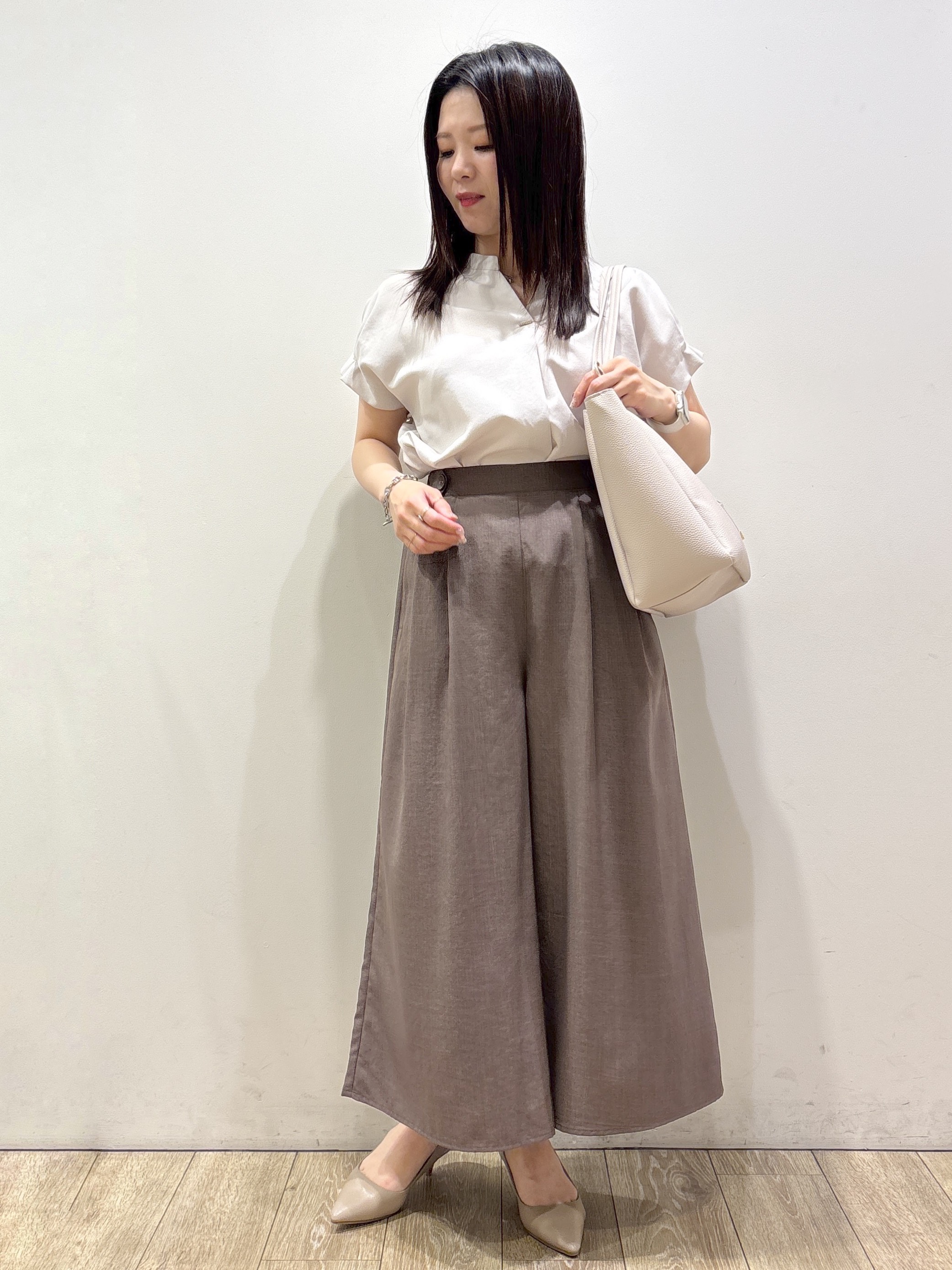 mameさんの「index｜【接触冷感／防シワ】ひんやり7分袖テーラードジャケット《洗濯機OK》」を使ったコーディネート