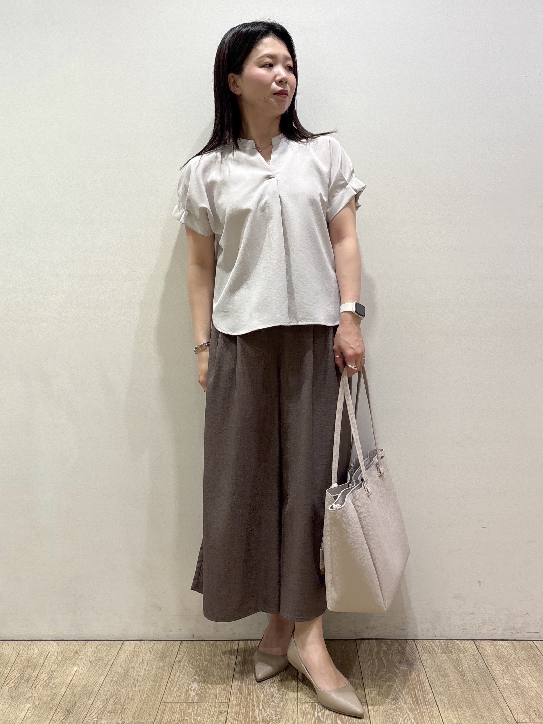 mameさんの「index｜【接触冷感／防シワ】ひんやり7分袖テーラードジャケット《洗濯機OK》」を使ったコーディネート