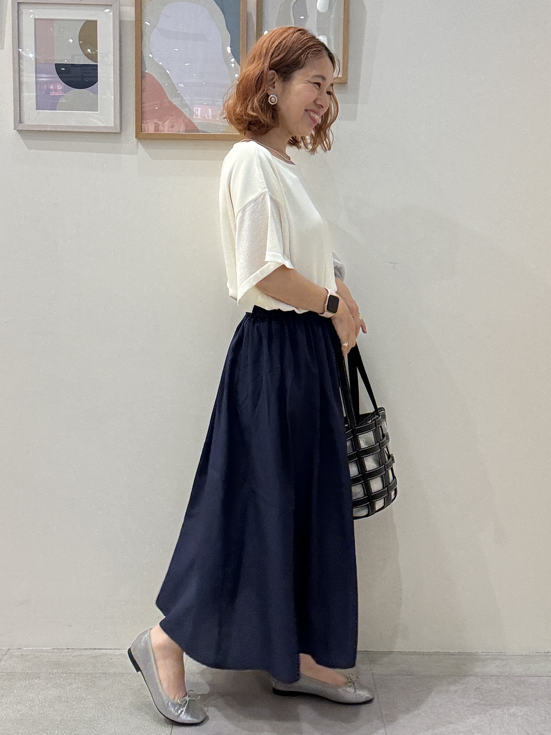 たけぴさんの「SHOO･LA･RUE｜【通気性〇/洗濯機可/S-LL】シアーラメカーディガン」を使ったコーディネート