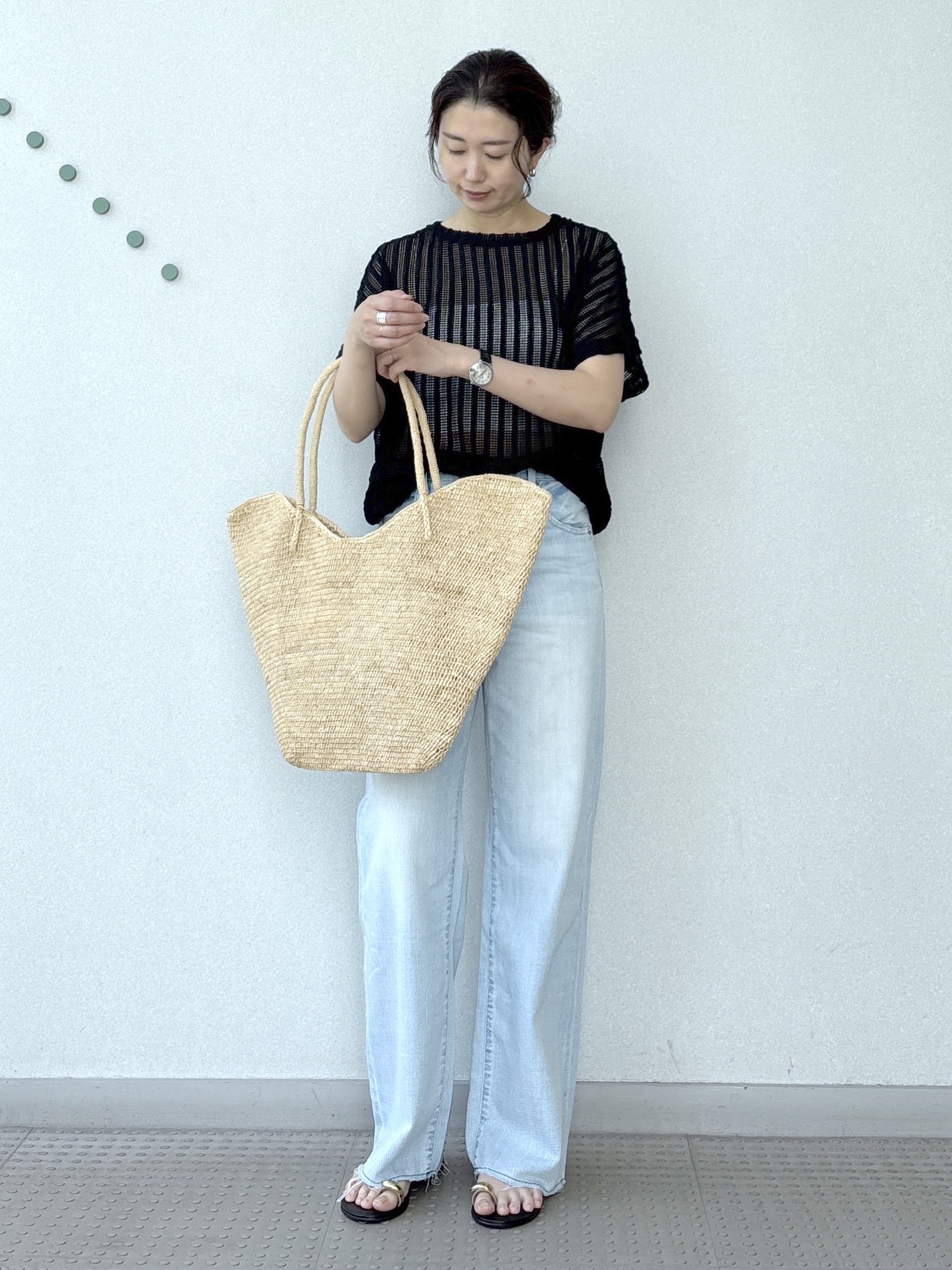 saitoさんの「DRESSTERIOR｜【体型カバー/日除け】ドルマンスリーブ シアーメッシュプルオーバー」を使ったコーディネート