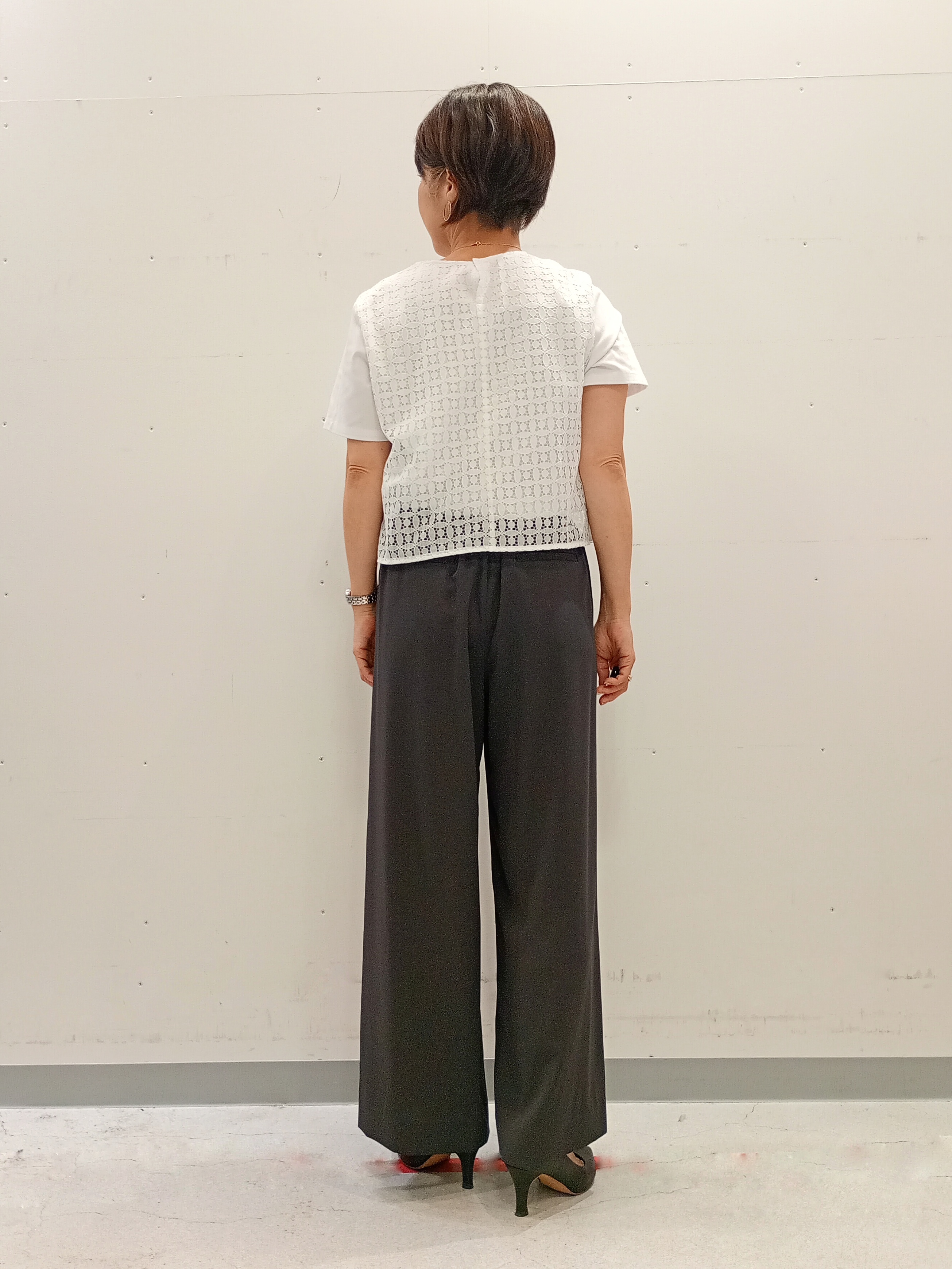 Kさんの「INDIVI｜【洗える】レイヤード風レースコンビTシャツ」を使ったコーディネート
