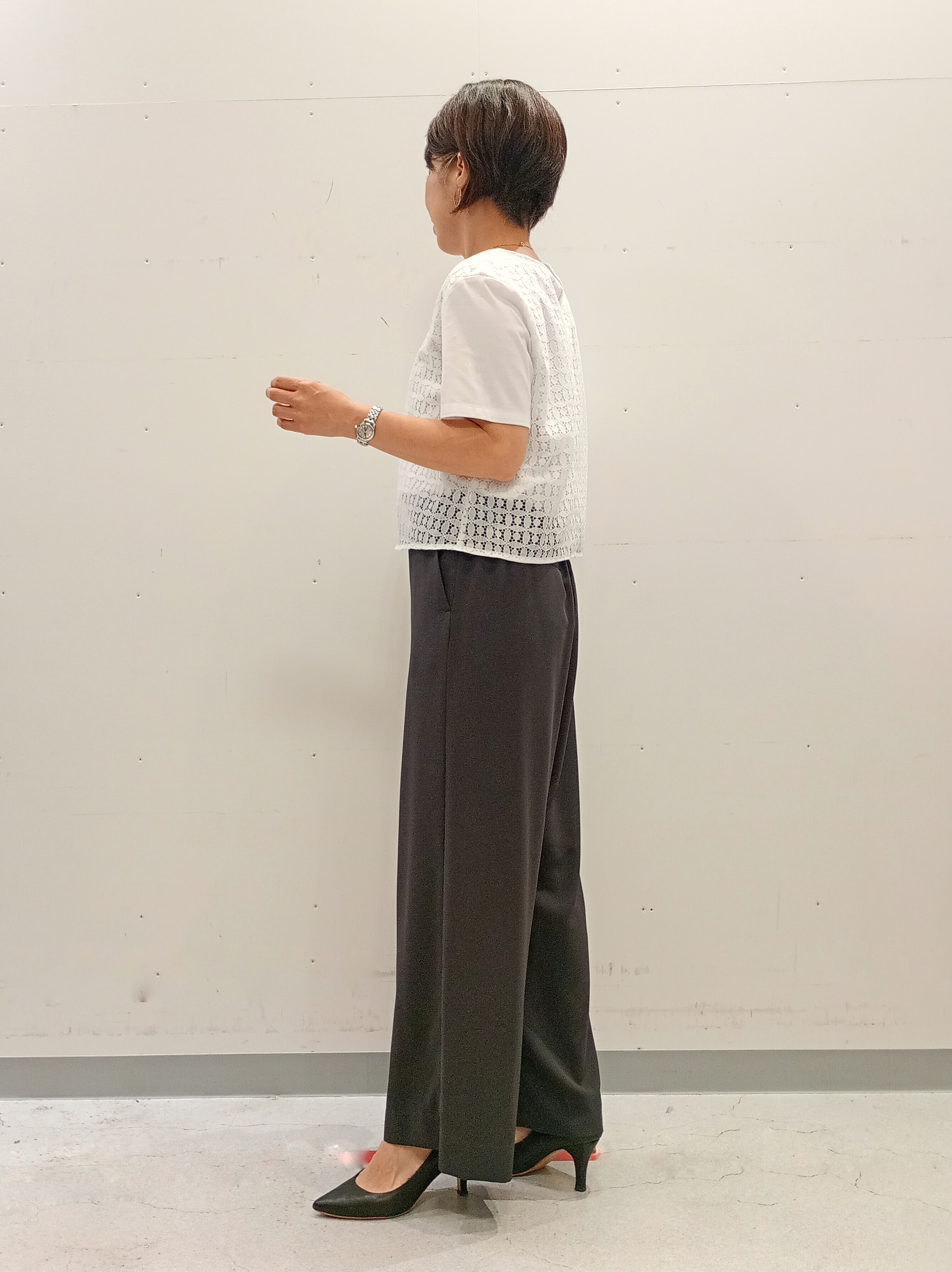 Kさんの「INDIVI｜【洗える】レイヤード風レースコンビTシャツ」を使ったコーディネート