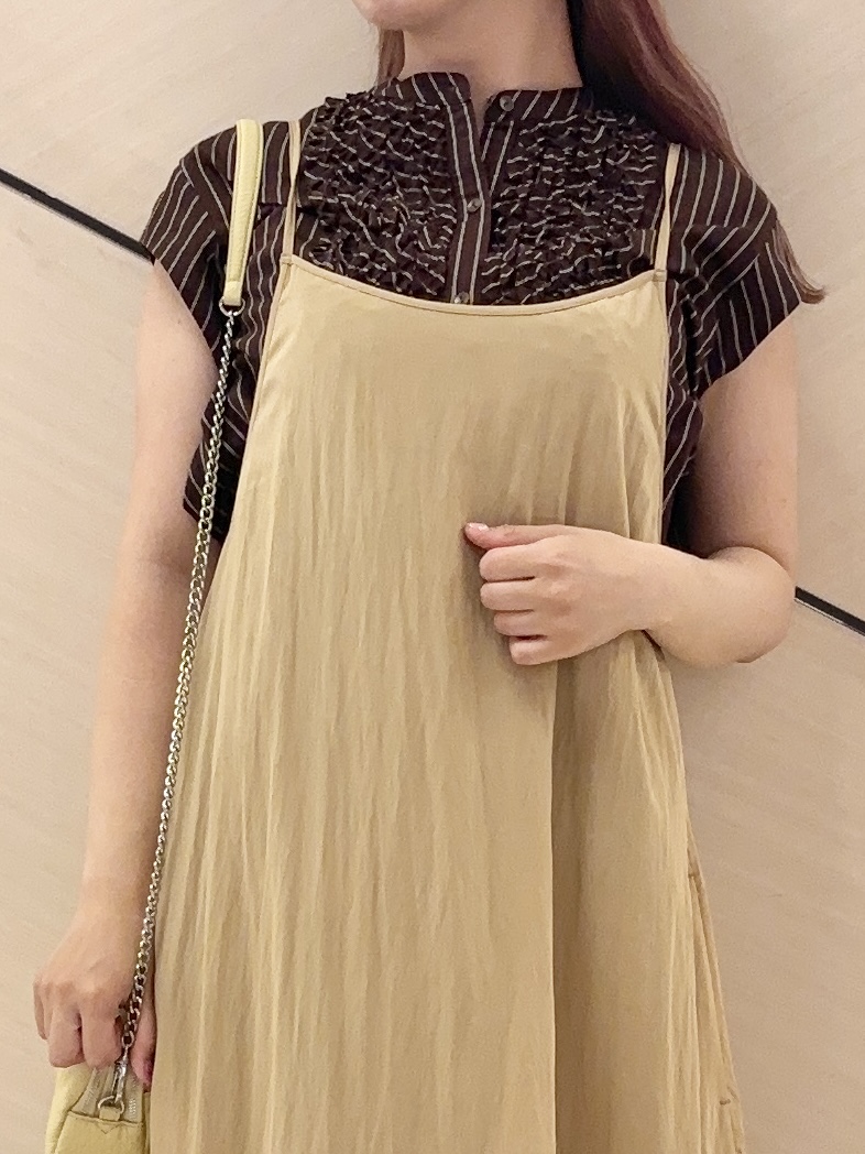Rinaさんの「DRESSTERIOR｜【ウォッシャブル】ワッシャーボリュームフレアキャミワンピース」を使ったコーディネート