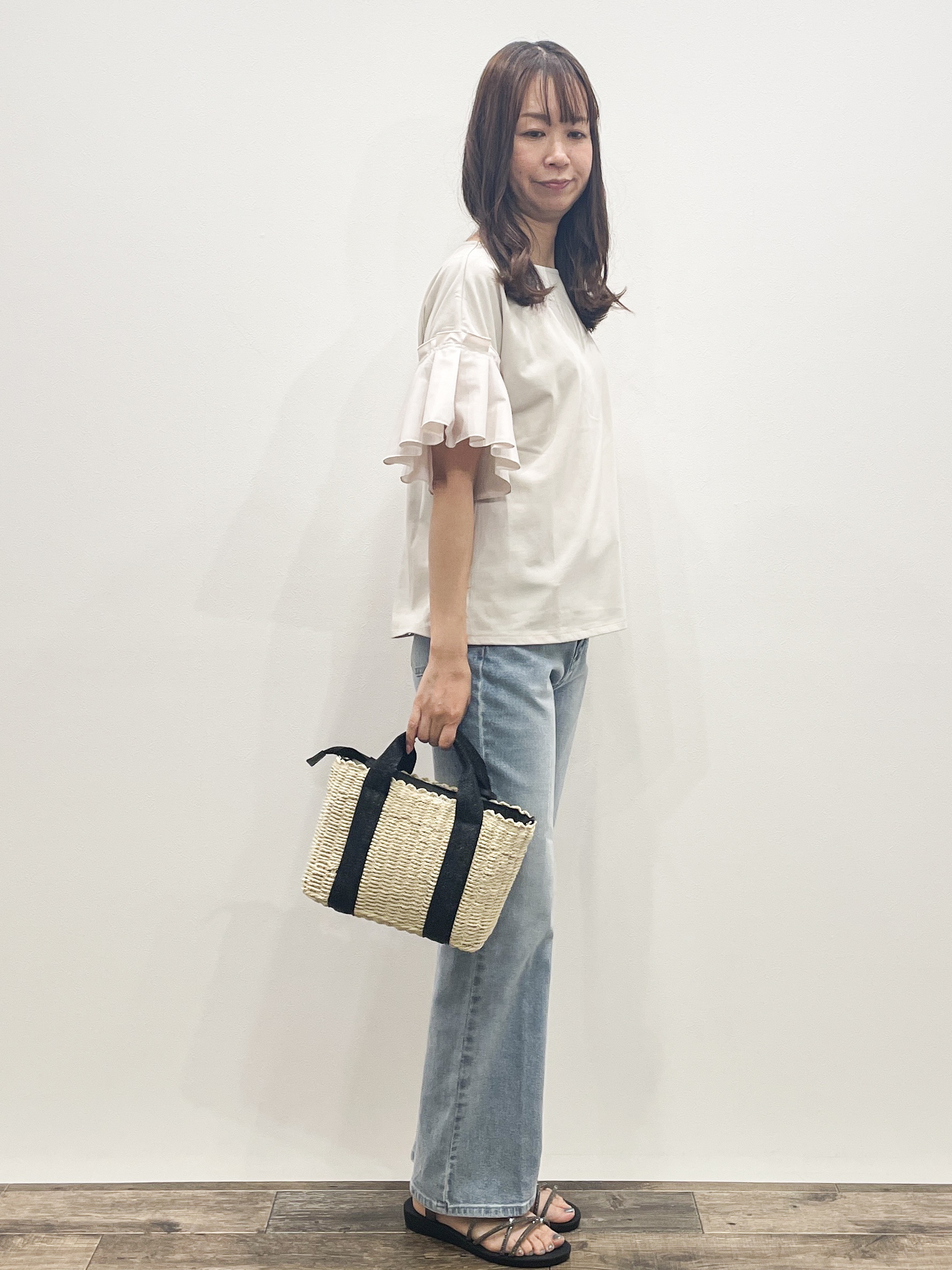 Aikoさんの「OPAQUE.CLIP｜【接触冷感】タックスリーブカットソー《洗濯機OK》」を使ったコーディネート