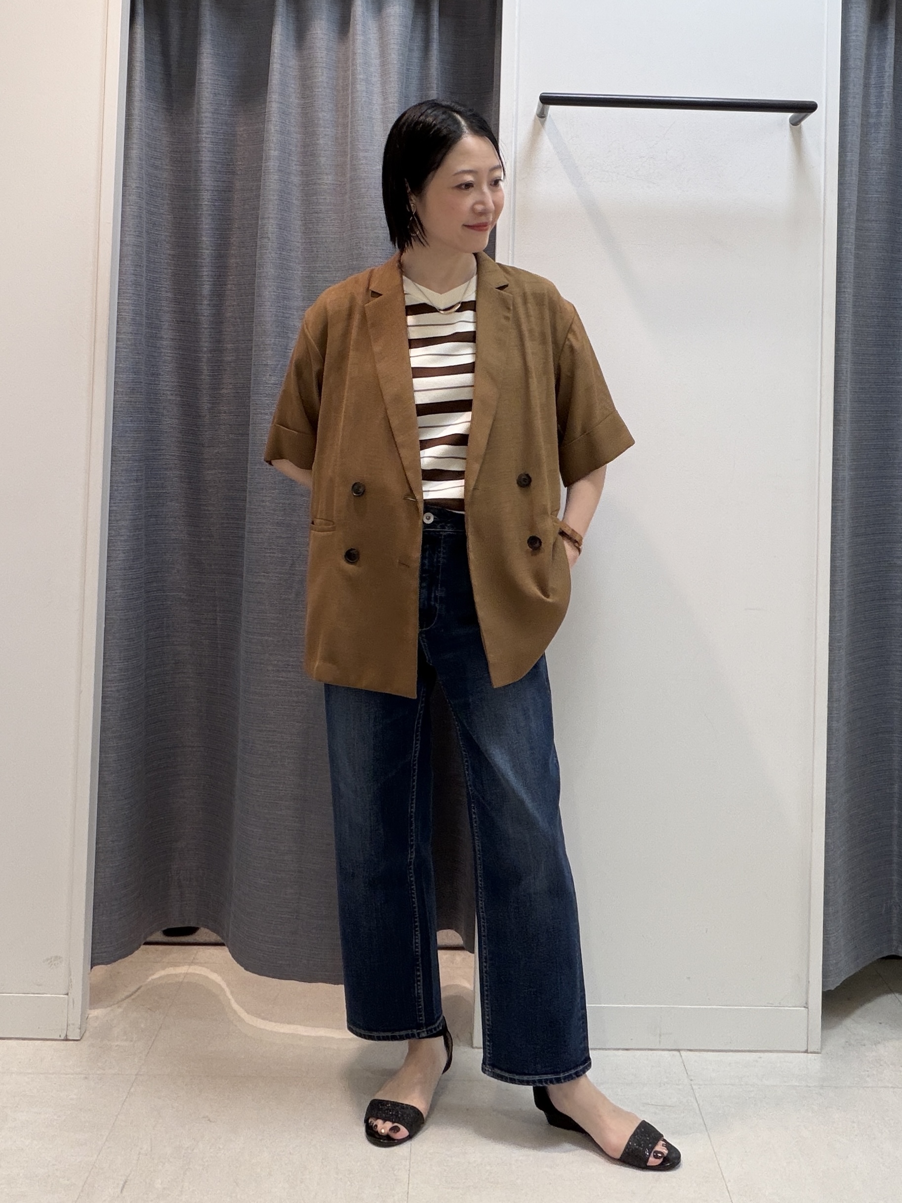 shihoさんの「INDIVI｜【洗える／メッシュ素材／SETUP可能】半袖シアージャケット」を使ったコーディネート