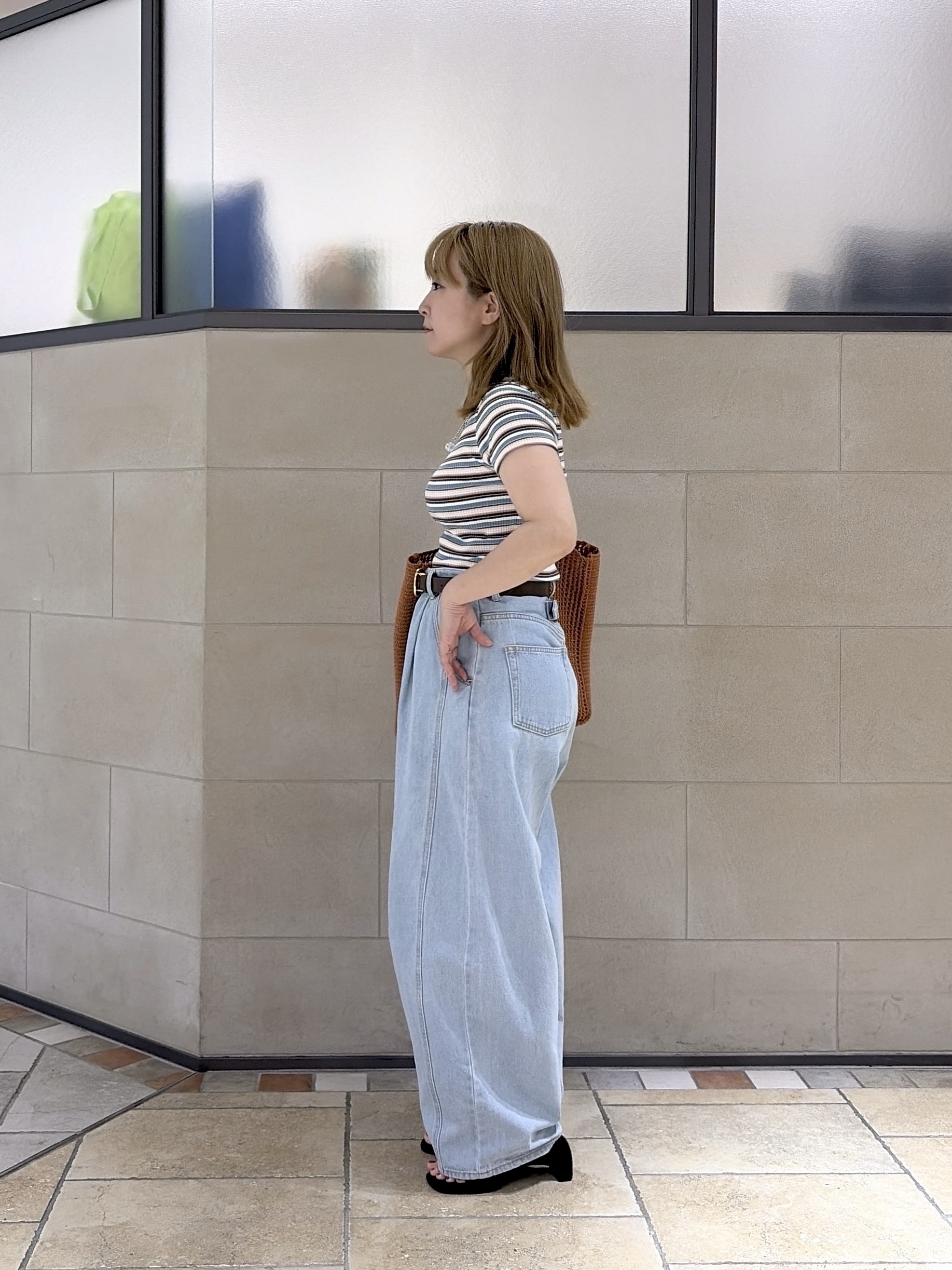 よねさんの「INDIVI｜レトロボーダーTシャツ」を使ったコーディネート