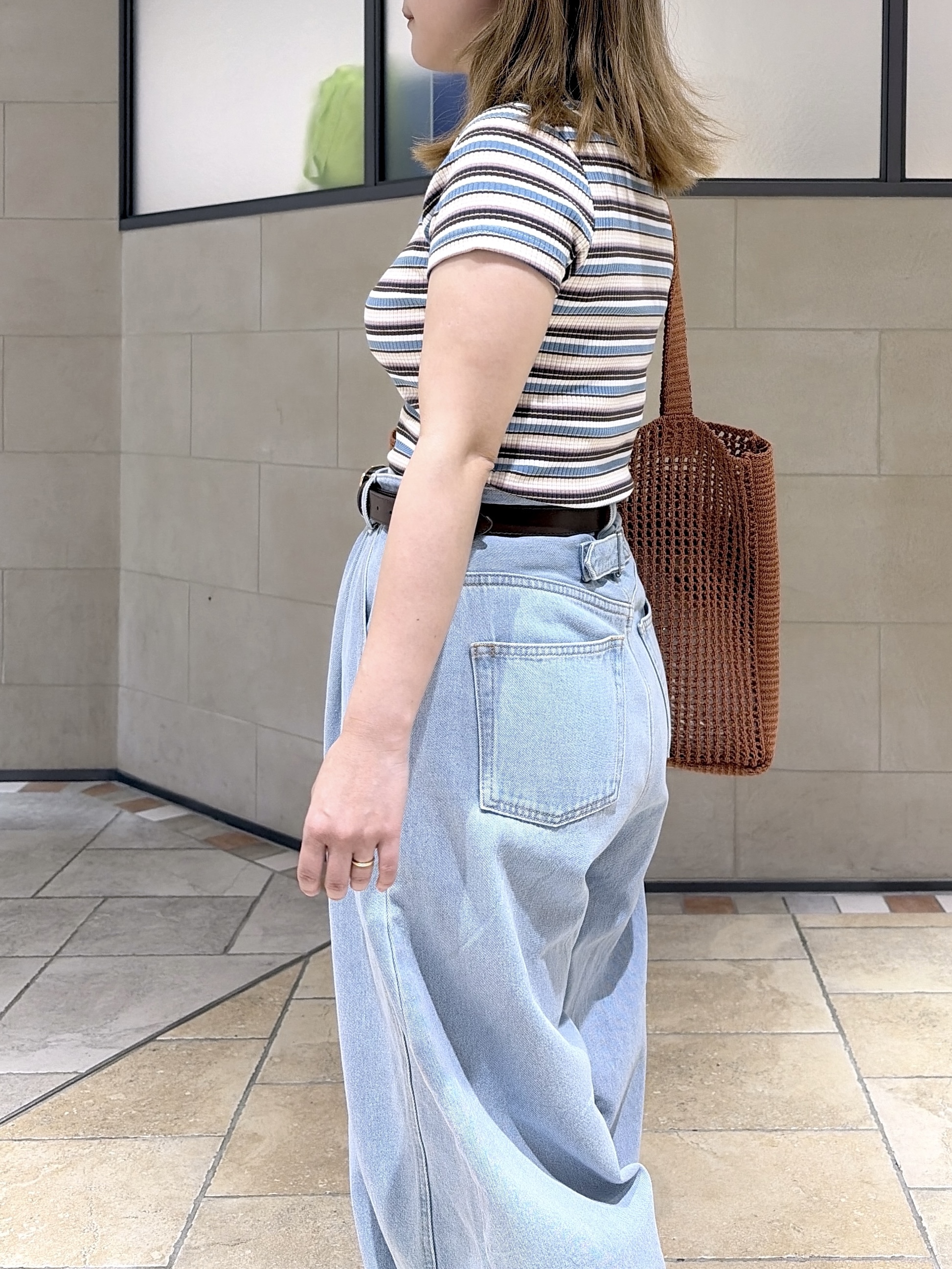よねさんの「INDIVI｜レトロボーダーTシャツ」を使ったコーディネート