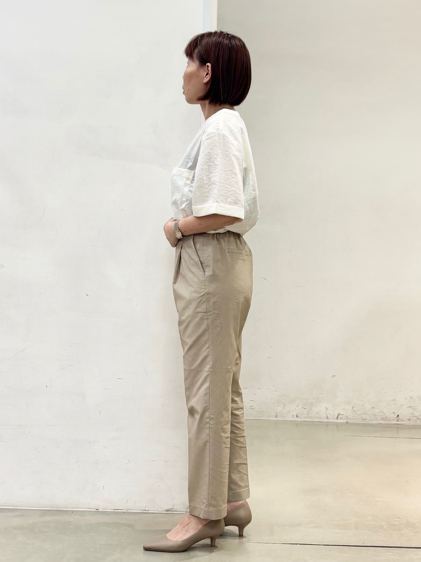 fujiさんの「THE SHOP TK｜【M-XL/秋始めにちょうどいい】細見え5分袖Wポケットシャツ」を使ったコーディネート