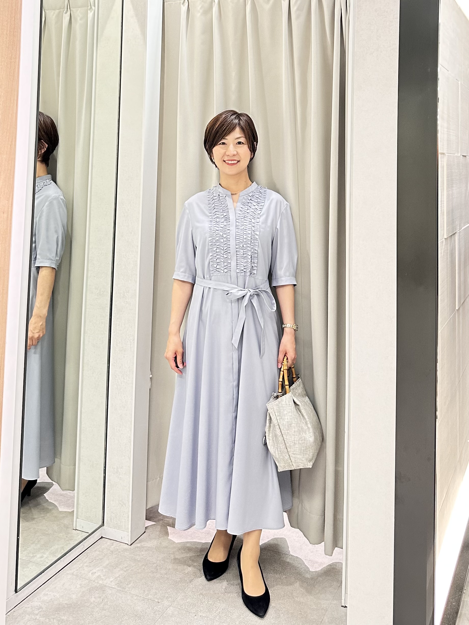 みなこさんの「UNTITLED｜【1枚で着映え】フロントフリルワンピース」を使ったコーディネート