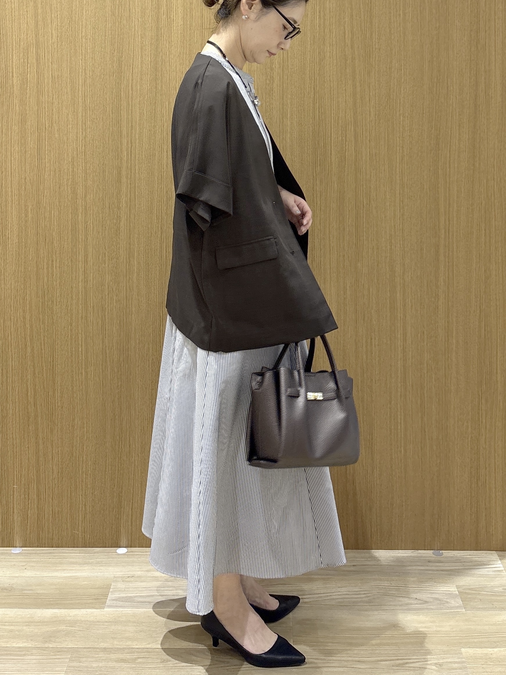 たけねぇさんの「OPAQUE.CLIP｜【接触冷感／吸水速乾／通気性】リネンライクジャケット《防シワ／洗濯機OK》」を使ったコーディネート
