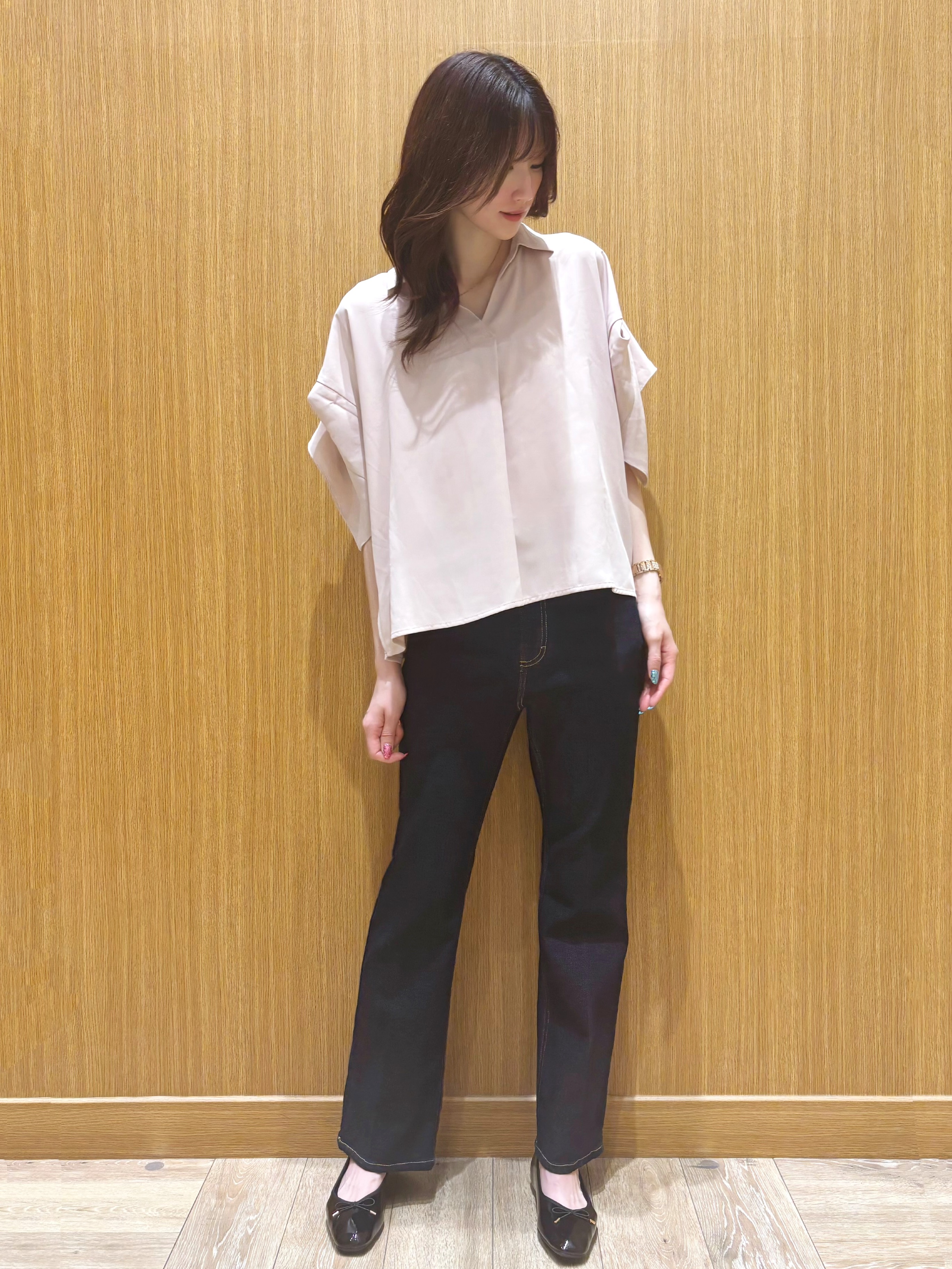 memeさんの「OPAQUE.CLIP｜【UV／接触冷感／吸水速乾／】タックスリーブスキッパーブラウス《洗濯機OK》」を使ったコーディネート