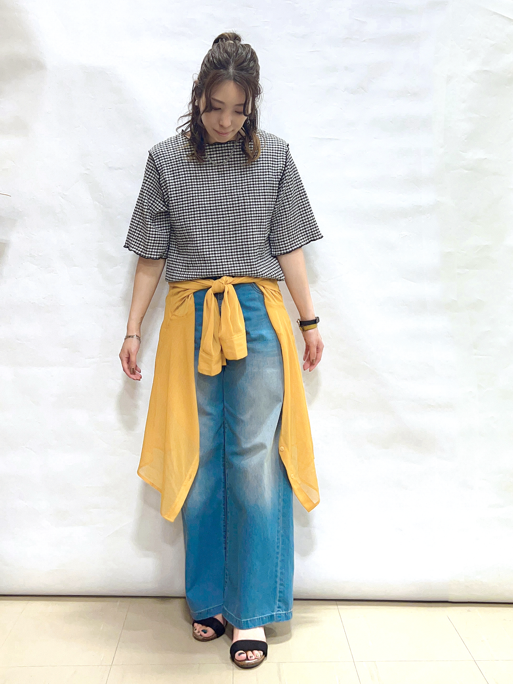 まっつんさんの「SHOO･LA･RUE｜カット楊柳ギンガムメローT」を使ったコーディネート