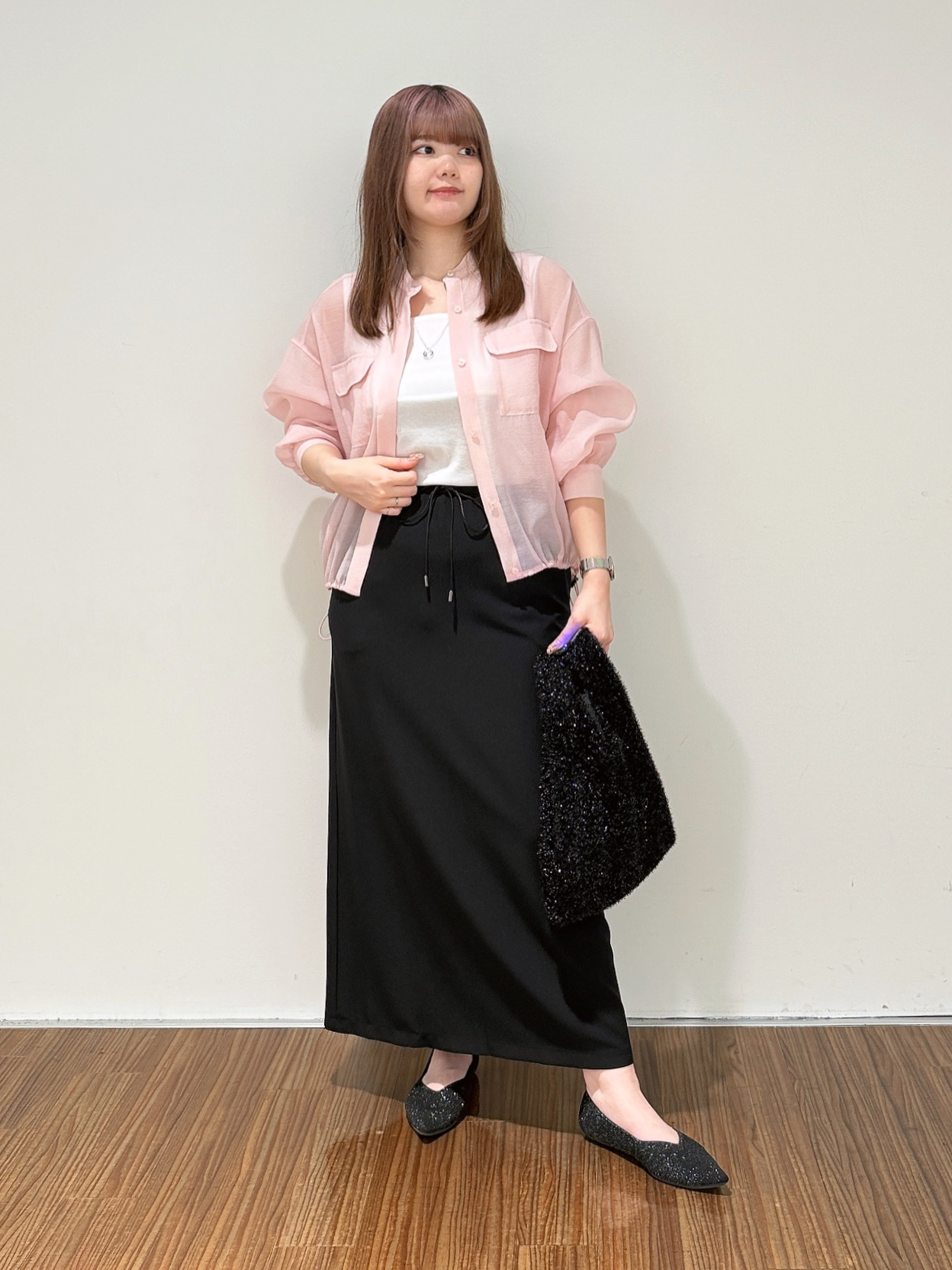 emikaさんの「INDIVI｜【トレンド／2WAY】裾ドロスト付きシアーブラウスブルゾン」を使ったコーディネート