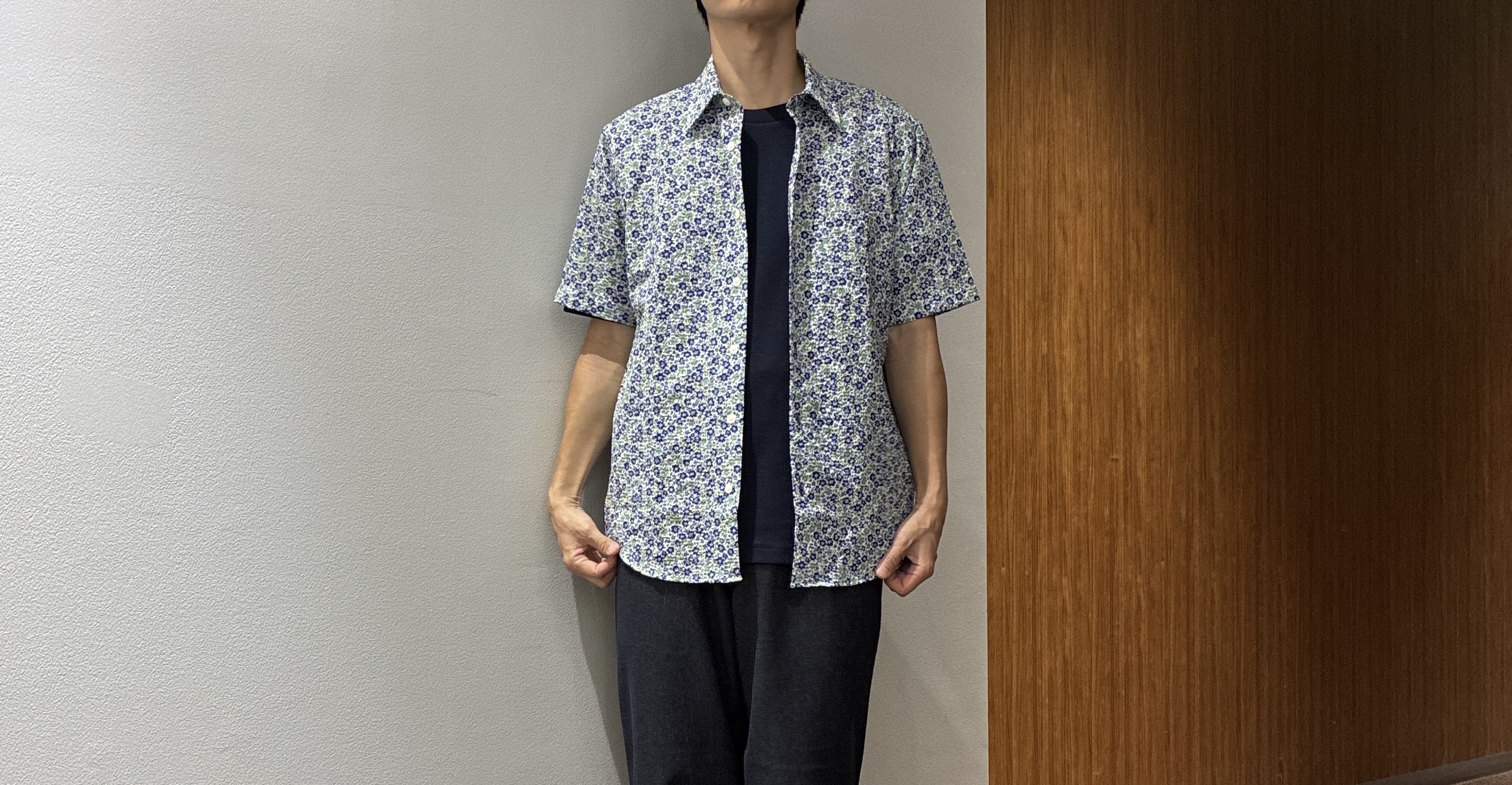 わいずみさんの「TAKEO KIKUCHI｜リップル小花シャツ」を使ったコーディネート