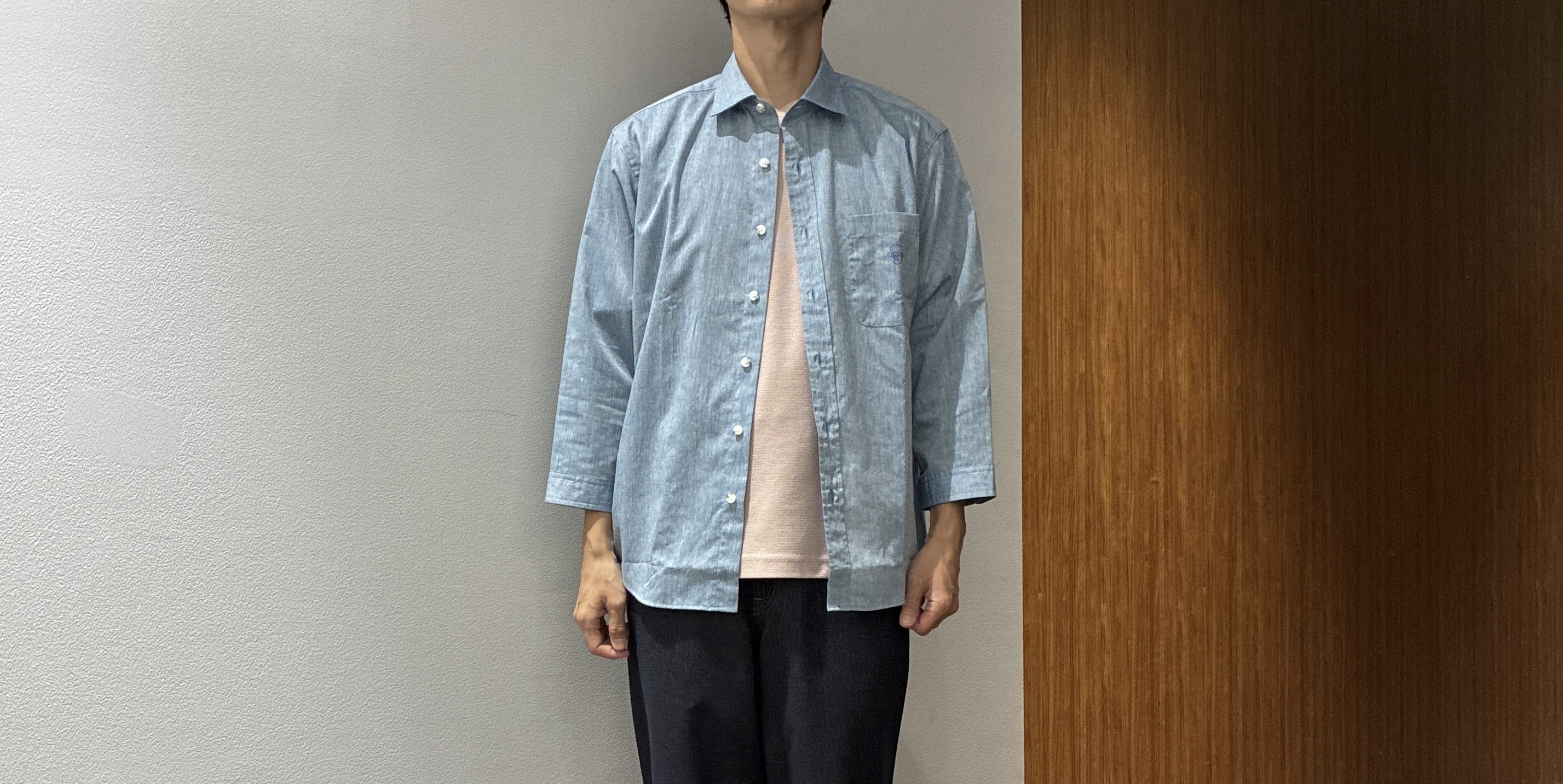 わいずみさんの「TAKEO KIKUCHI｜【接触冷感】ハイブリッド リネン 七分袖シャツ」を使ったコーディネート