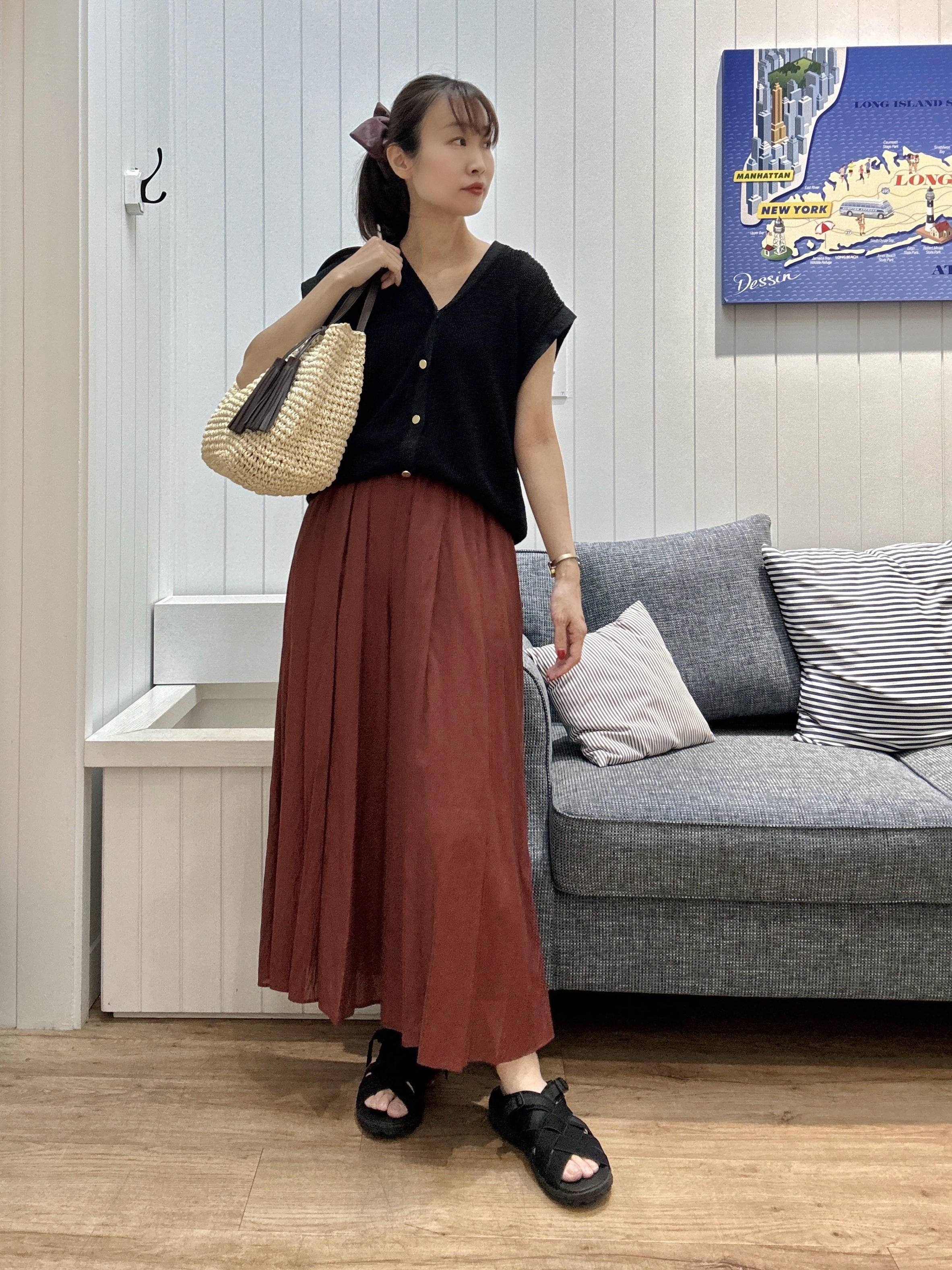 Junさんの「Dessin｜【洗える】ペーパー混ニットベスト」を使ったコーディネート