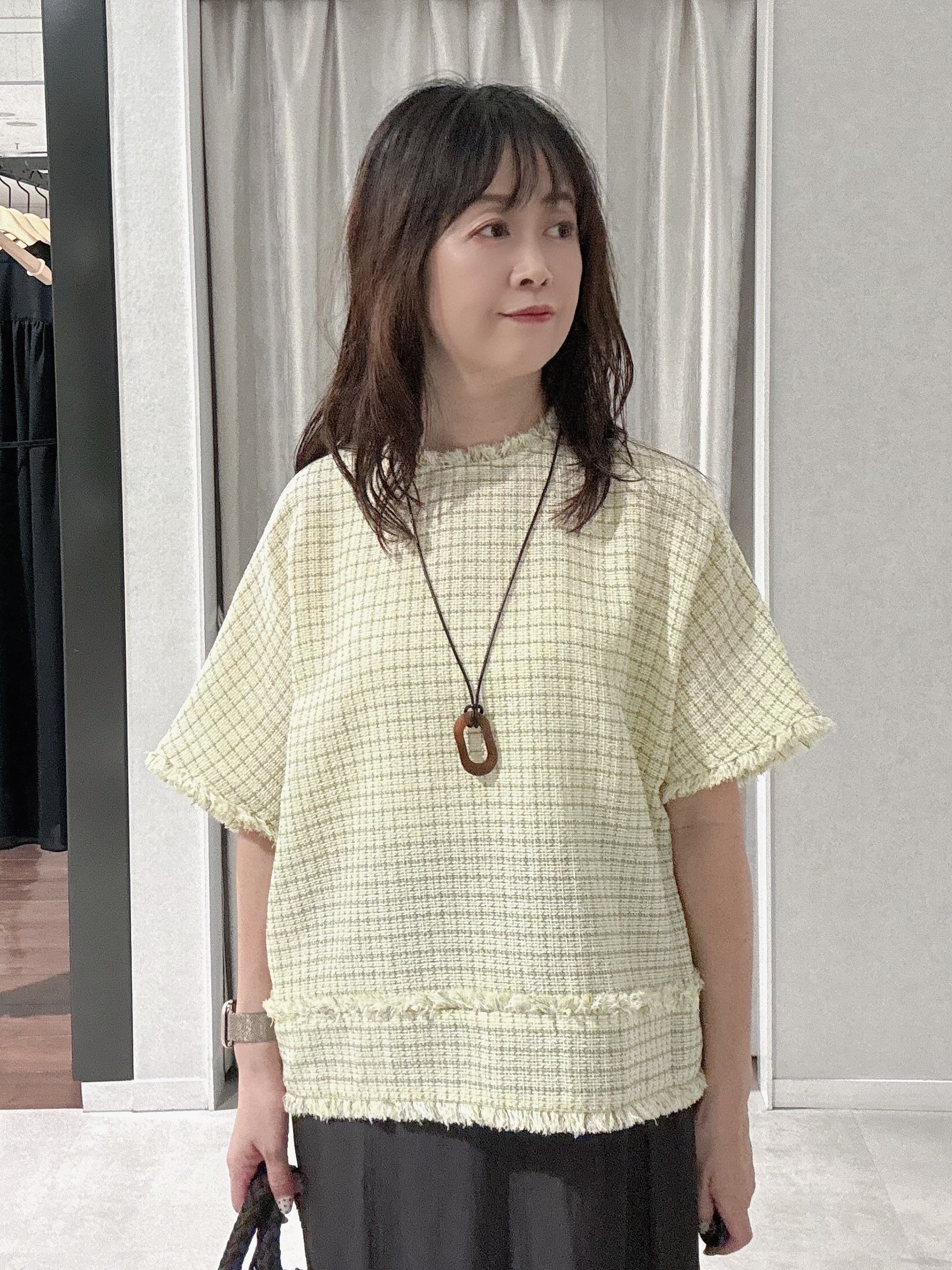 makiさんの「UNTITLED｜◆ファンシーツイードブラウス」を使ったコーディネート