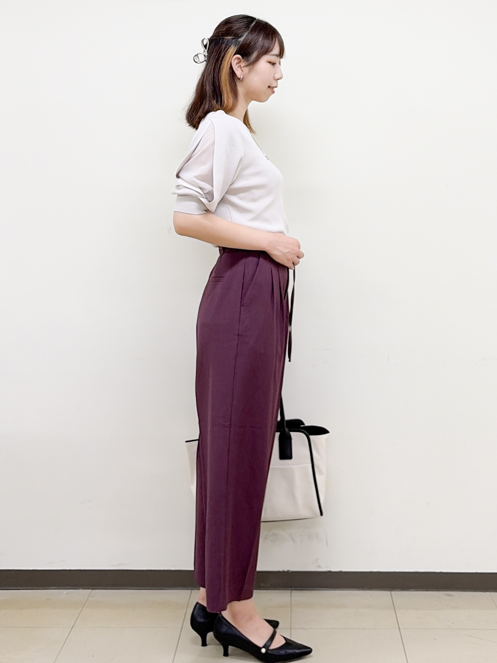 yurinaさんの「index｜【接触冷感／UVケア】クールタッチラップスリーブニット《洗濯機OK／XS～3L／9col》」を使ったコーディネート