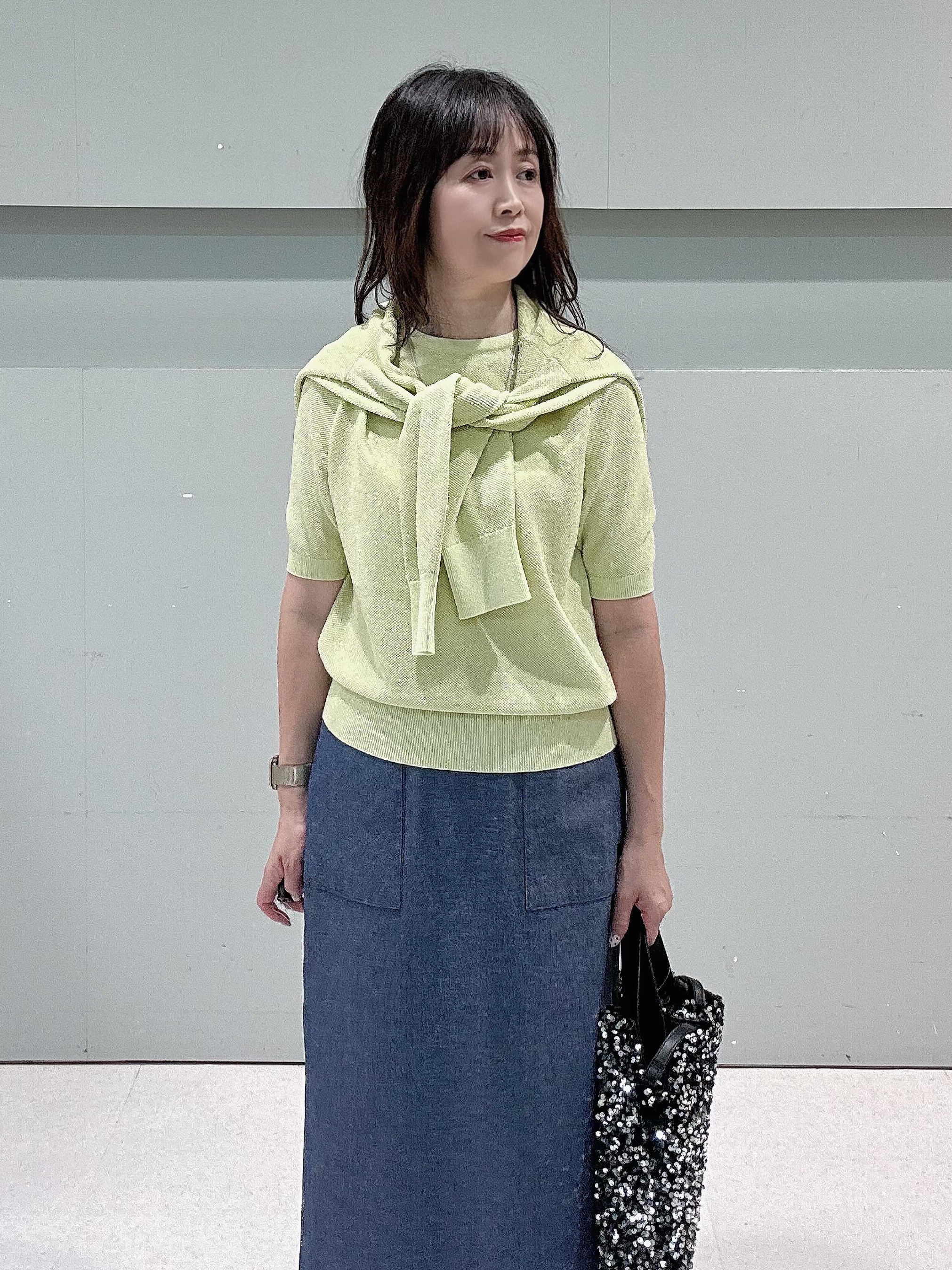 makiさんの「UNTITLED｜◆【アンサンブル可】ラメ混クルーネックカーディガン」を使ったコーディネート