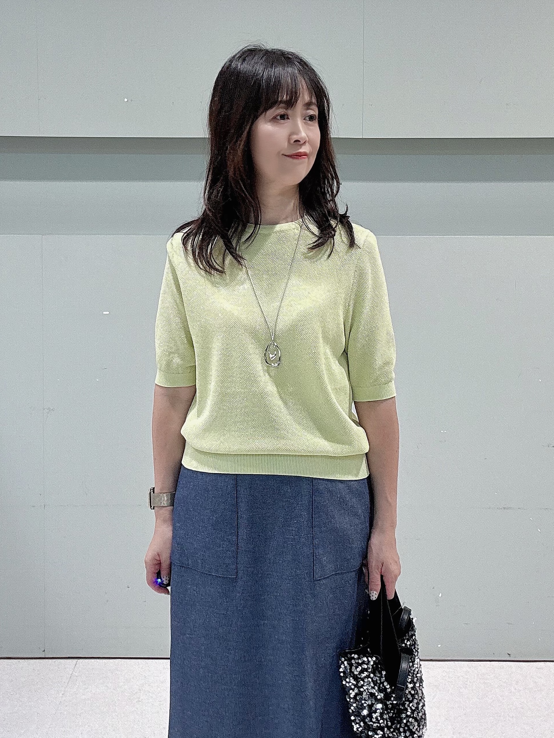 makiさんの「UNTITLED｜◆【アンサンブル可】ラメ混クルーネックカーディガン」を使ったコーディネート
