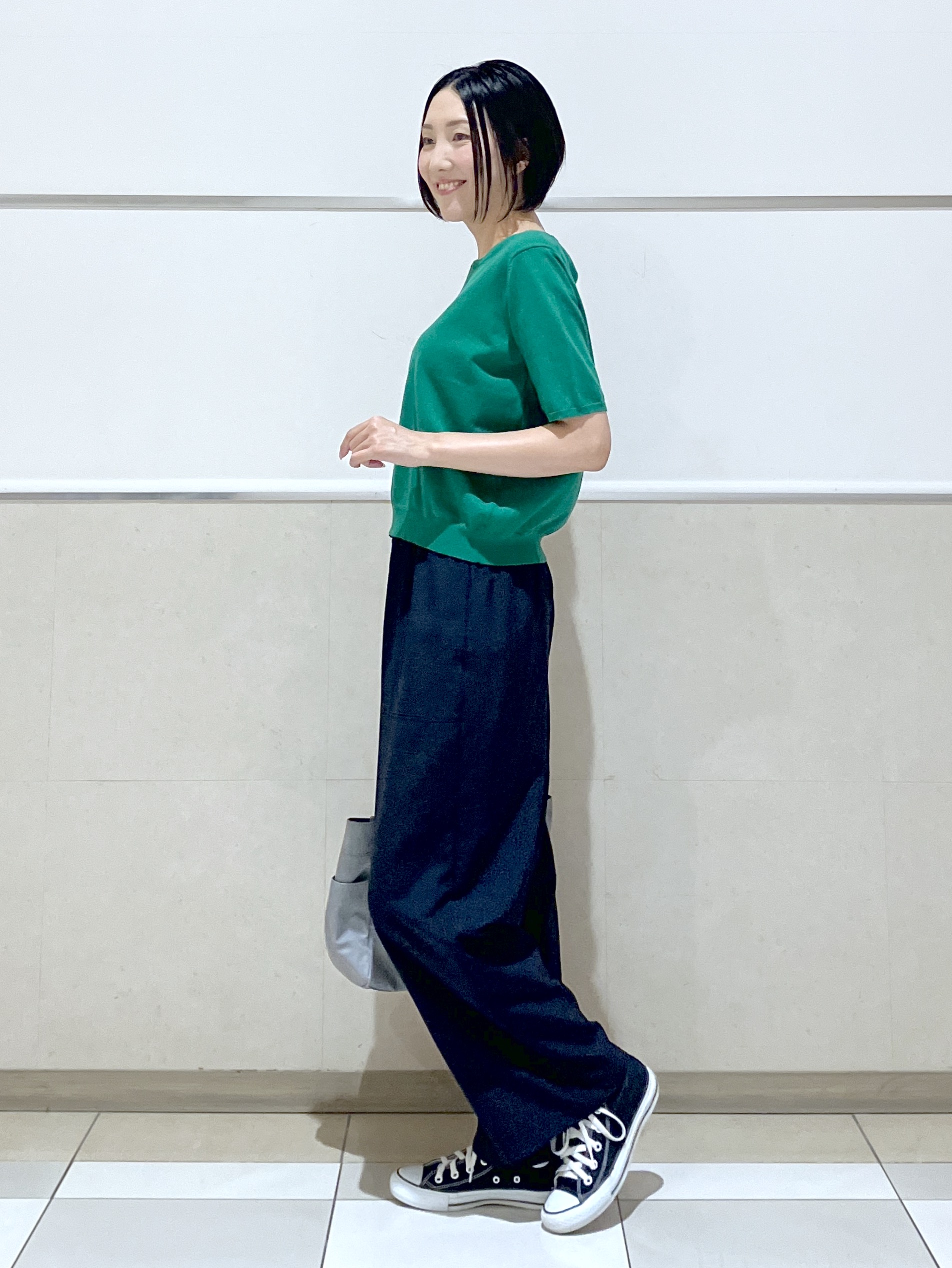 eriko さんの「Dessin｜【9色展開/接触冷感/UVカット】ドライタッチサマーニットT」を使ったコーディネート