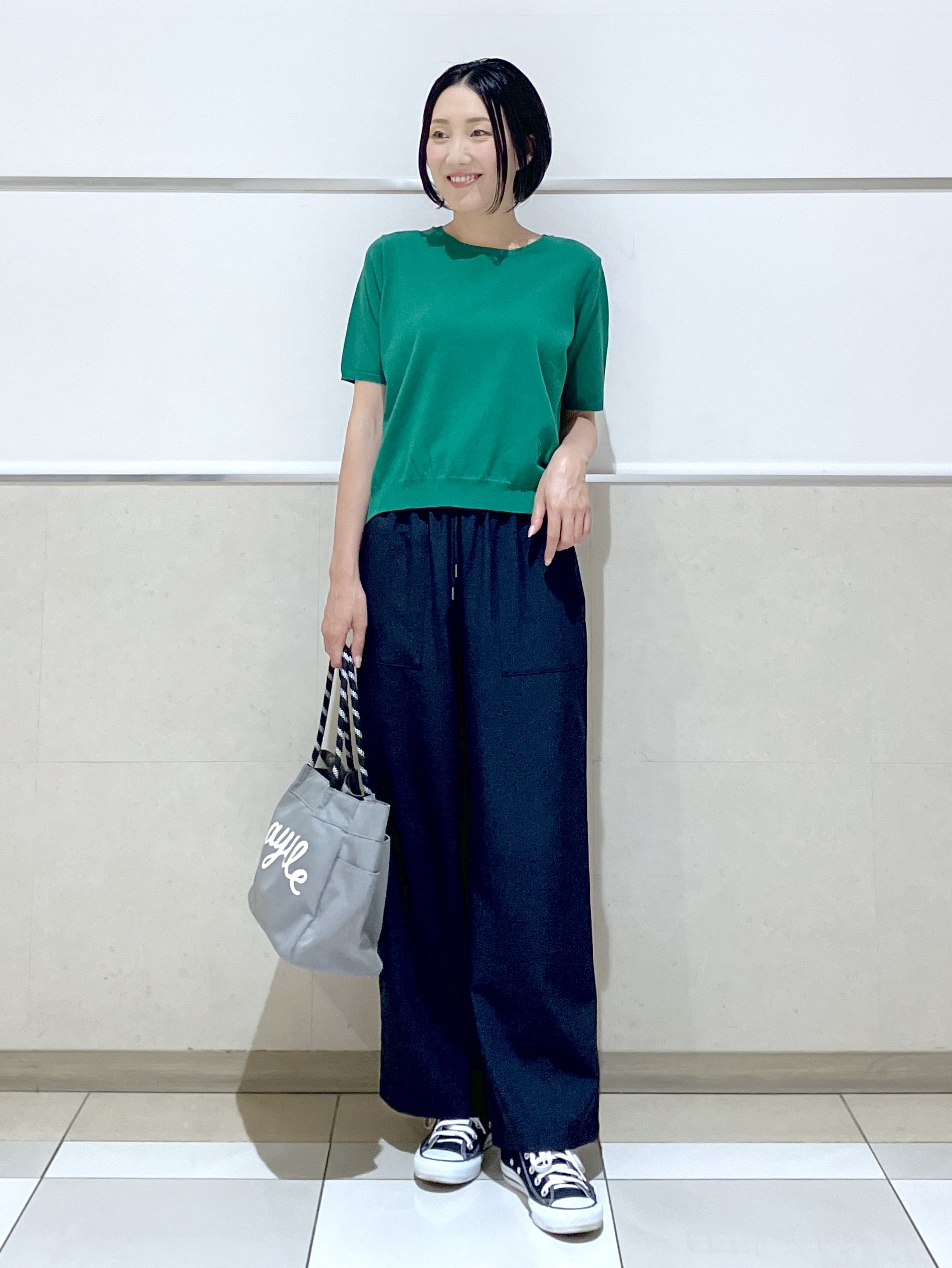 eriko さんの「Dessin｜【9色展開/接触冷感/UVカット】ドライタッチサマーニットT」を使ったコーディネート