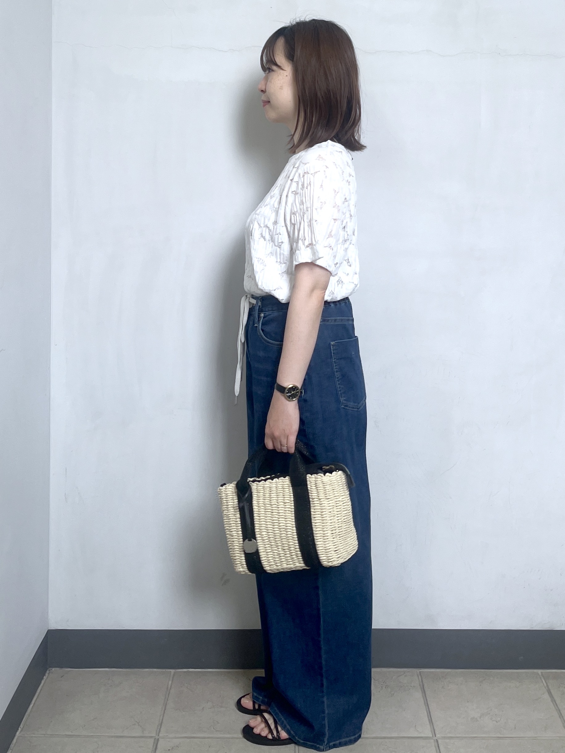 mikiさんの「OPAQUE.CLIP｜レースジャカードカットソー【洗濯機OK】」を使ったコーディネート