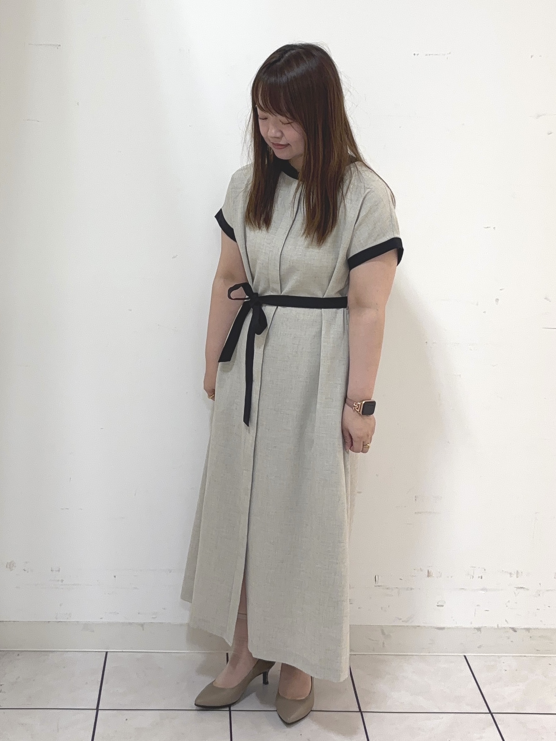 タマさんの「UNTITLED｜【接触冷感/UVカット/イージーケア】配色ラインワンピース」を使ったコーディネート