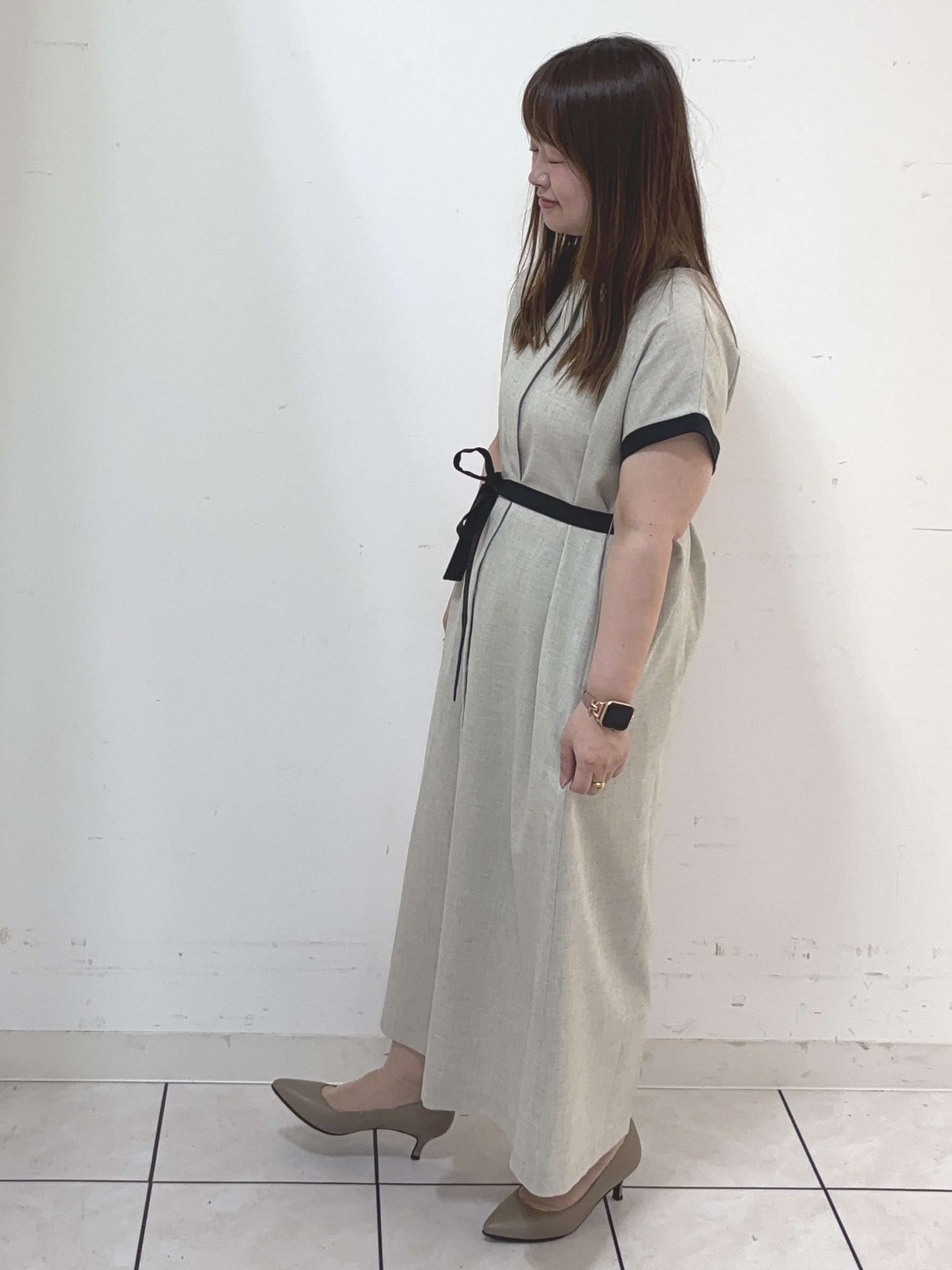 タマさんの「UNTITLED｜【接触冷感/UVカット/イージーケア】配色ラインワンピース」を使ったコーディネート