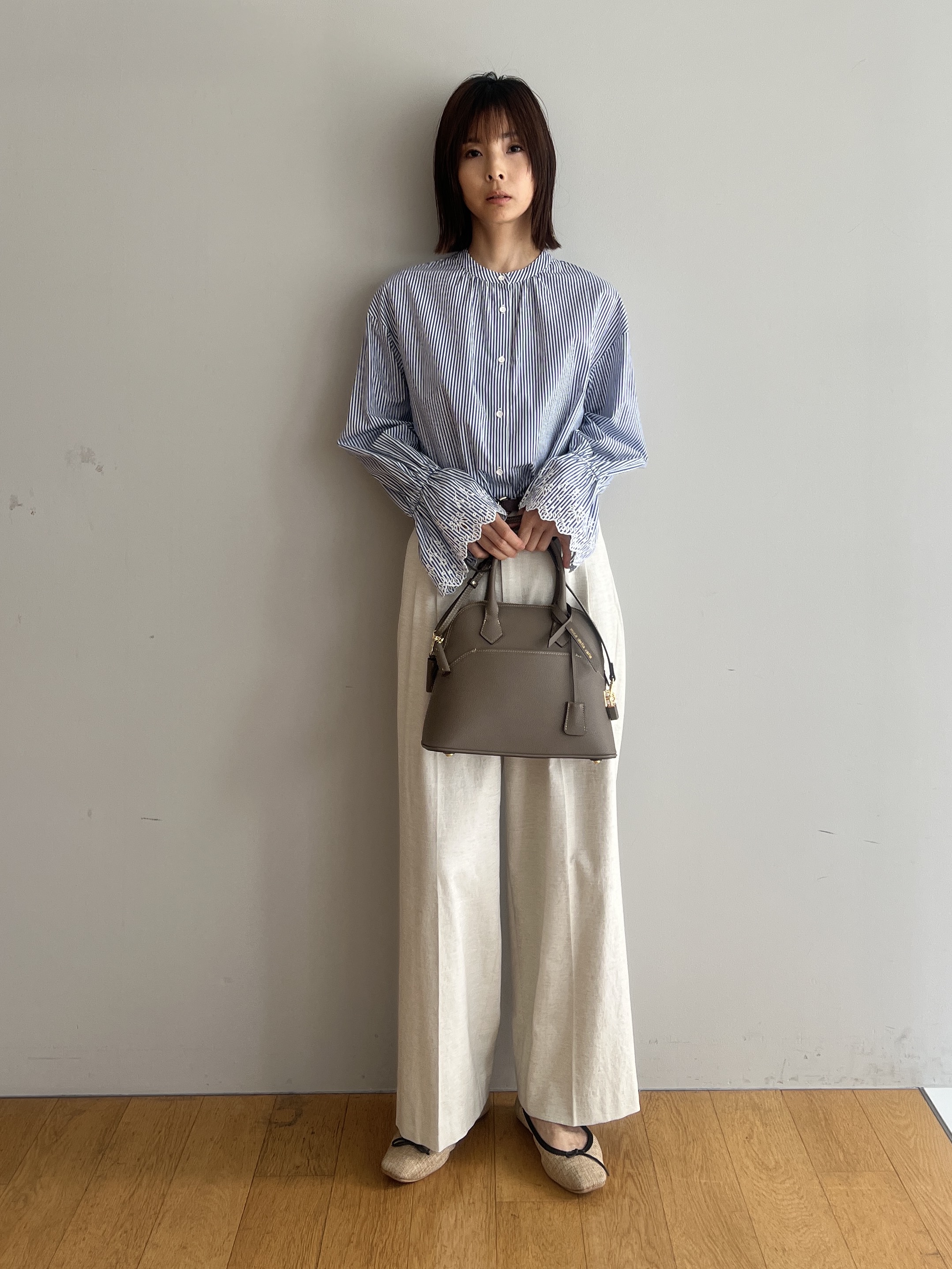 misaさんの「DRESSTERIOR｜◆【セットアップ可/ウォッシャブル】リネンブレンドワイドパンツ」を使ったコーディネート