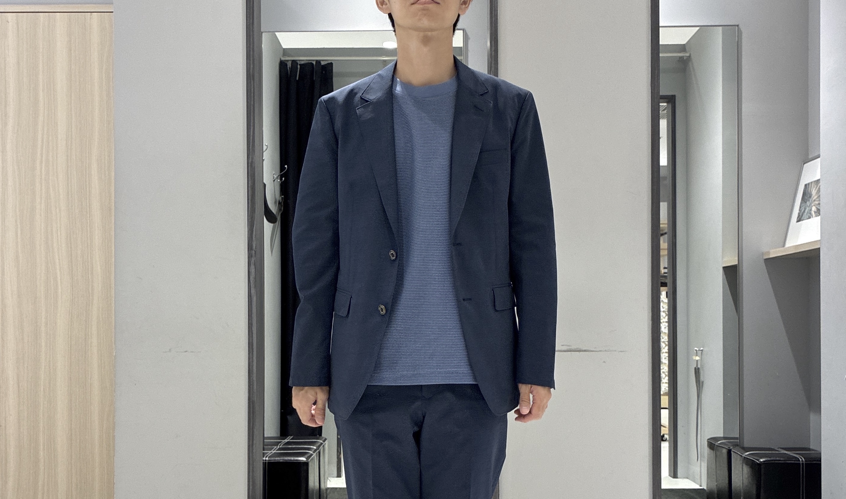 わいずみさんの「TAKEO KIKUCHI｜【抗菌防臭】COOL DOTS（R）ドビープリント ジャケット」を使ったコーディネート