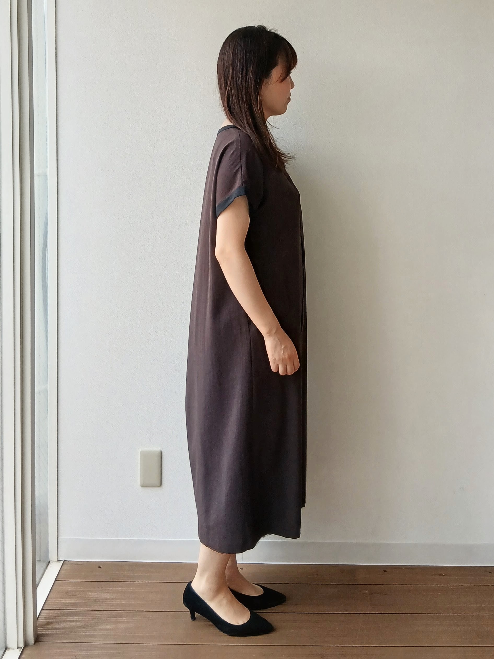 なみきさんの「UNTITLED｜【接触冷感/UVカット/イージーケア】配色ラインワンピース」を使ったコーディネート