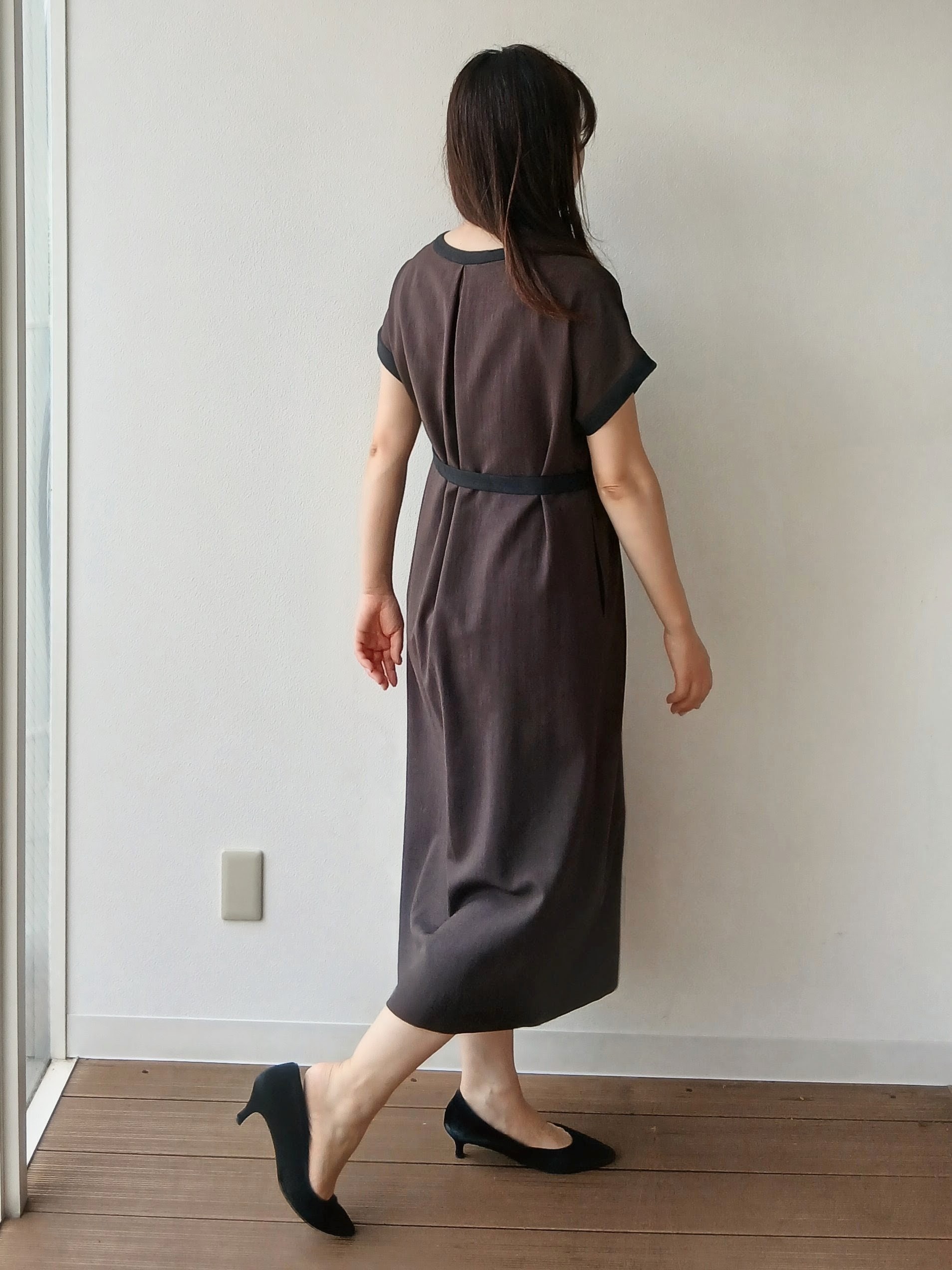なみきさんの「UNTITLED｜【接触冷感/UVカット/イージーケア】配色ラインワンピース」を使ったコーディネート