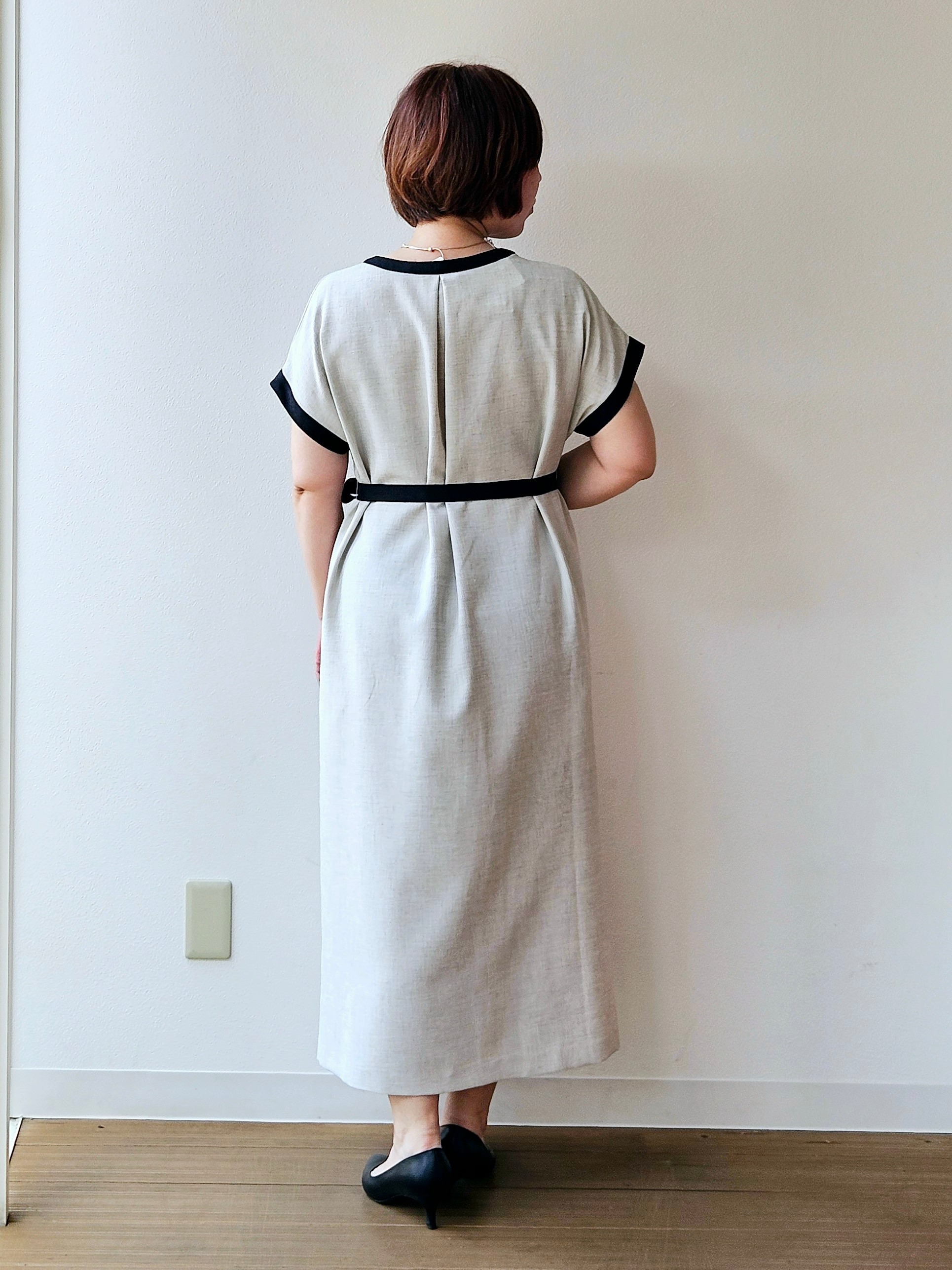 やじまさんの「UNTITLED｜【接触冷感/UVカット/イージーケア】配色ラインワンピース」を使ったコーディネート