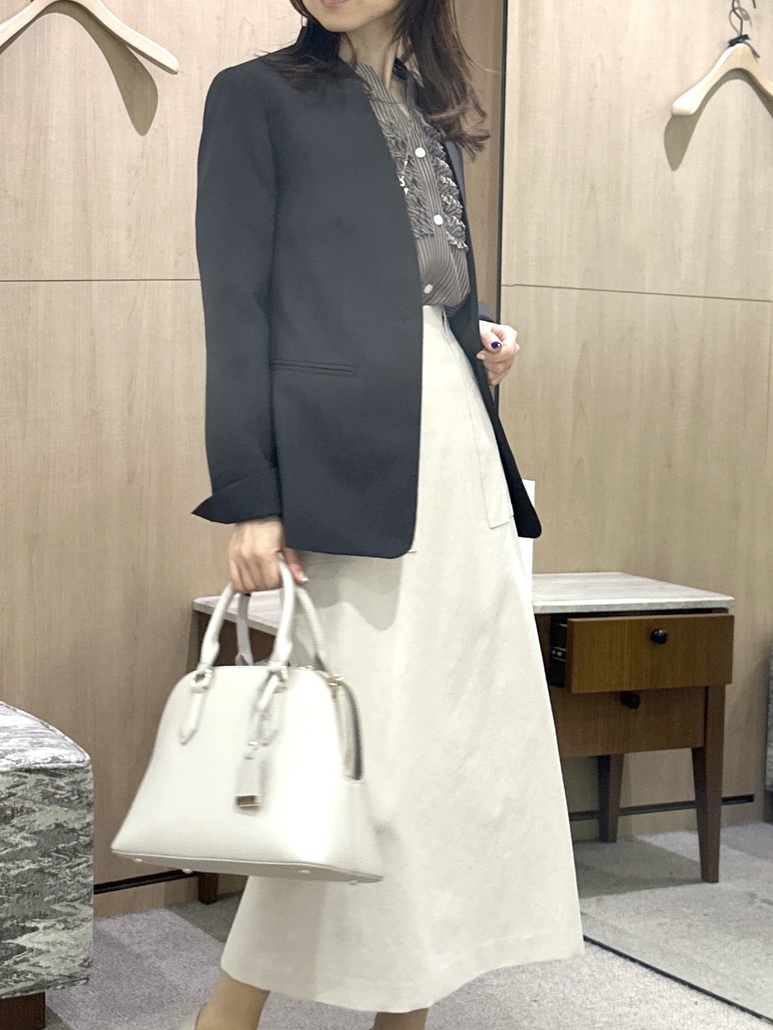 Miwaさんの「UNTITLED｜【セットアップ可/UV/接触冷感】エアリーノーカラージャケット」を使ったコーディネート