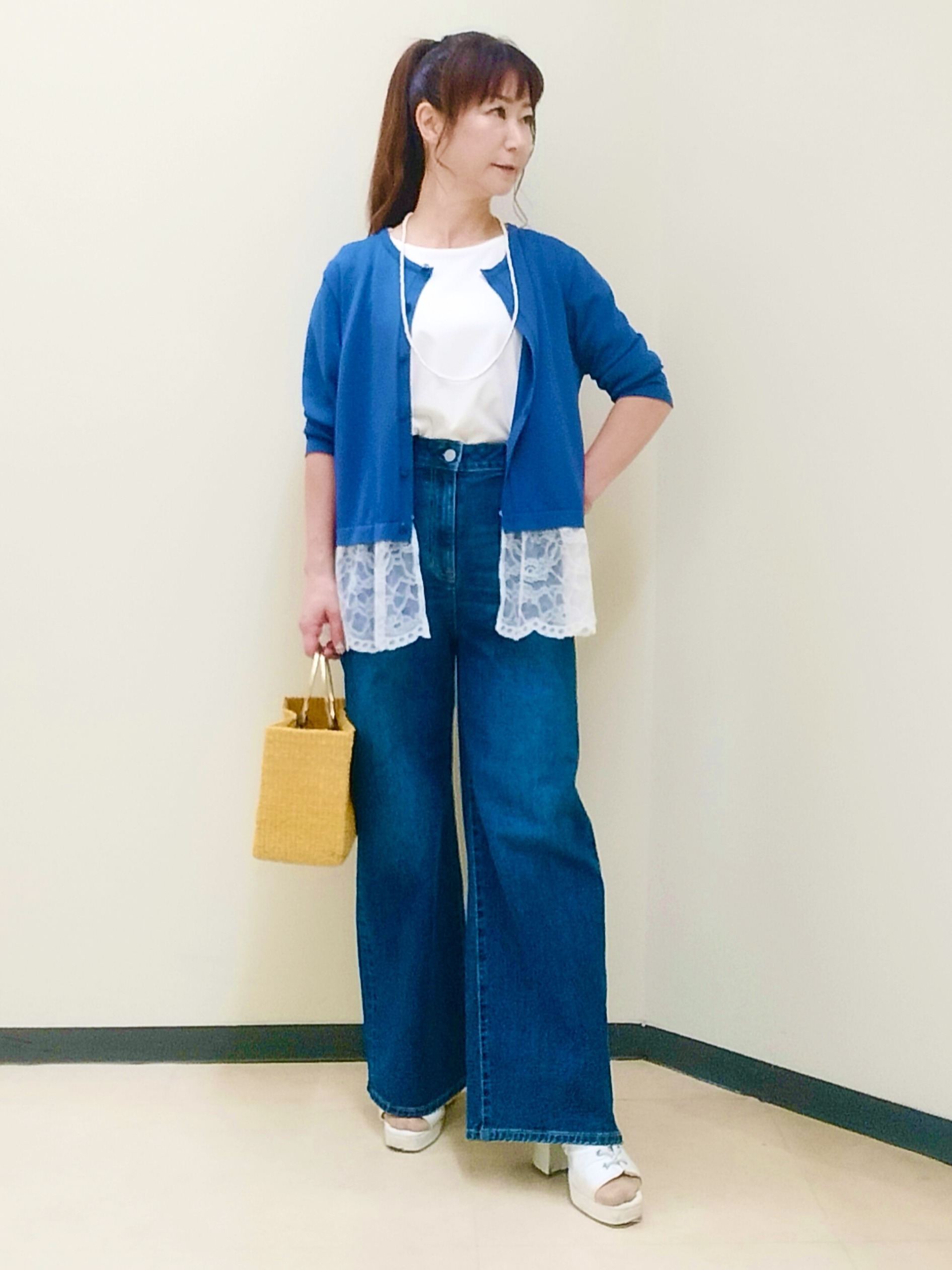 花さんの「Reflect｜【手洗い可】ワイドシルエットデニム」を使ったコーディネート