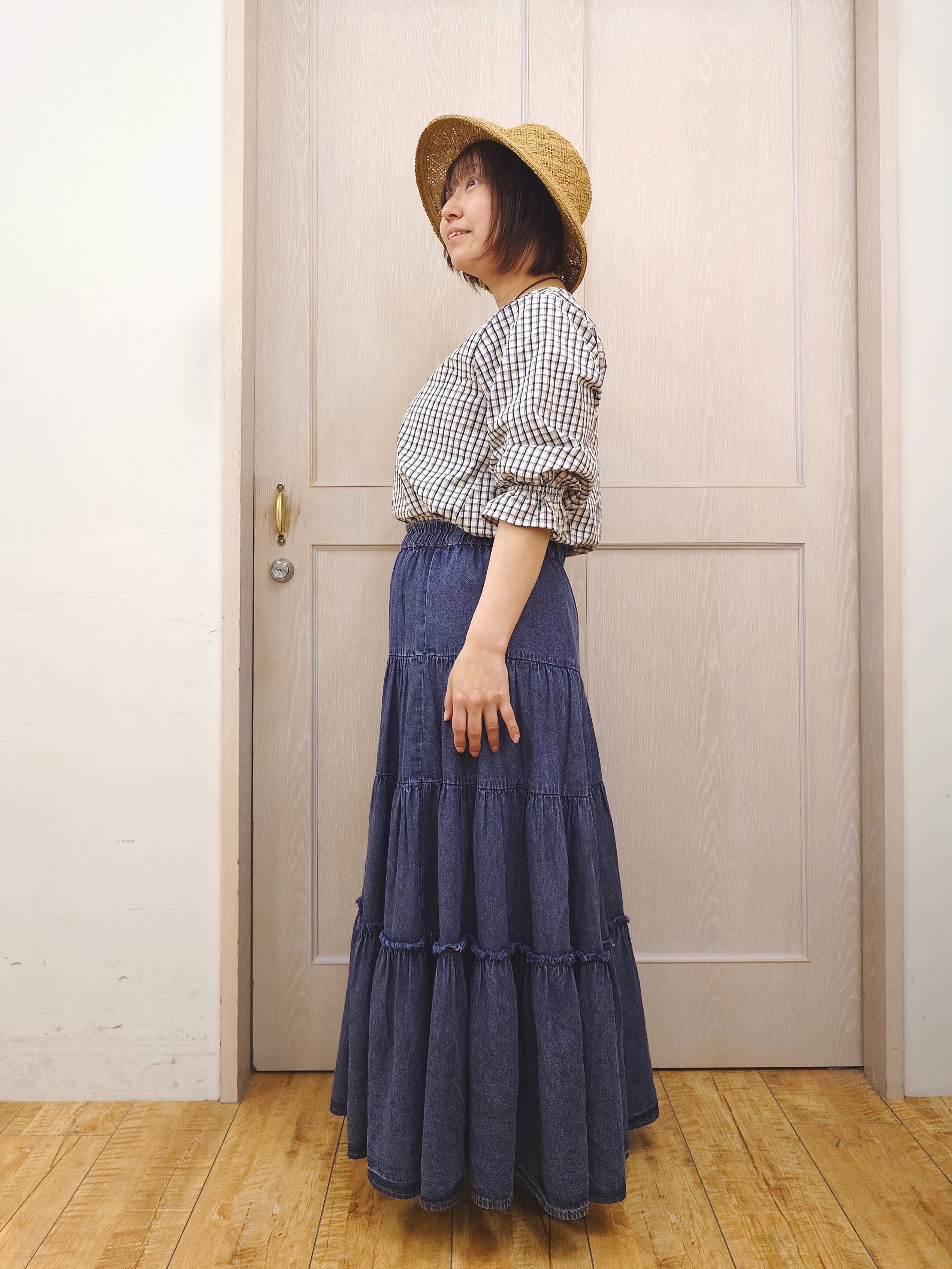 とろろさんの「SHOO･LA･RUE｜【セットアップ可/洗濯機可】上品チェックが好印象 ゆるさら6分袖ブラウス」を使ったコーディネート