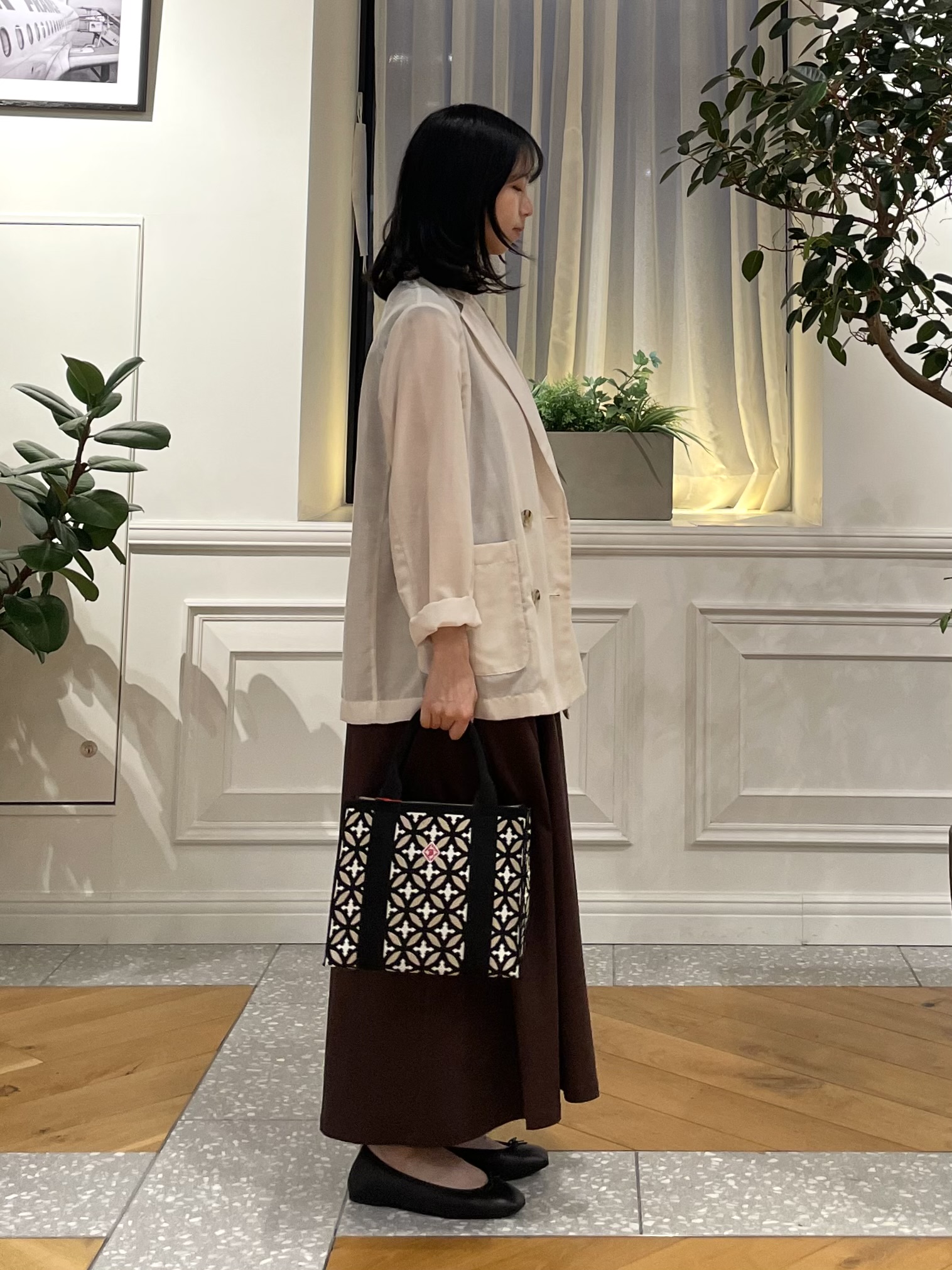 Lilyさんの「DRESSTERIOR｜【接触冷感／抗菌防臭／消臭/ウォッシャブル】アイスクリアコットン フレンチスリーブワンピース」を使ったコーディネート