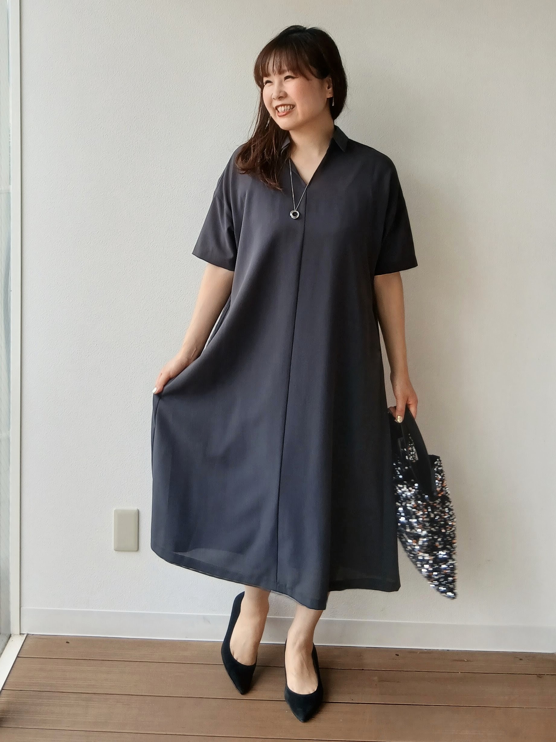 なみきさんの「UNTITLED｜【初秋も活躍/UVカット/接触冷感】エアリークールワンピース」を使ったコーディネート