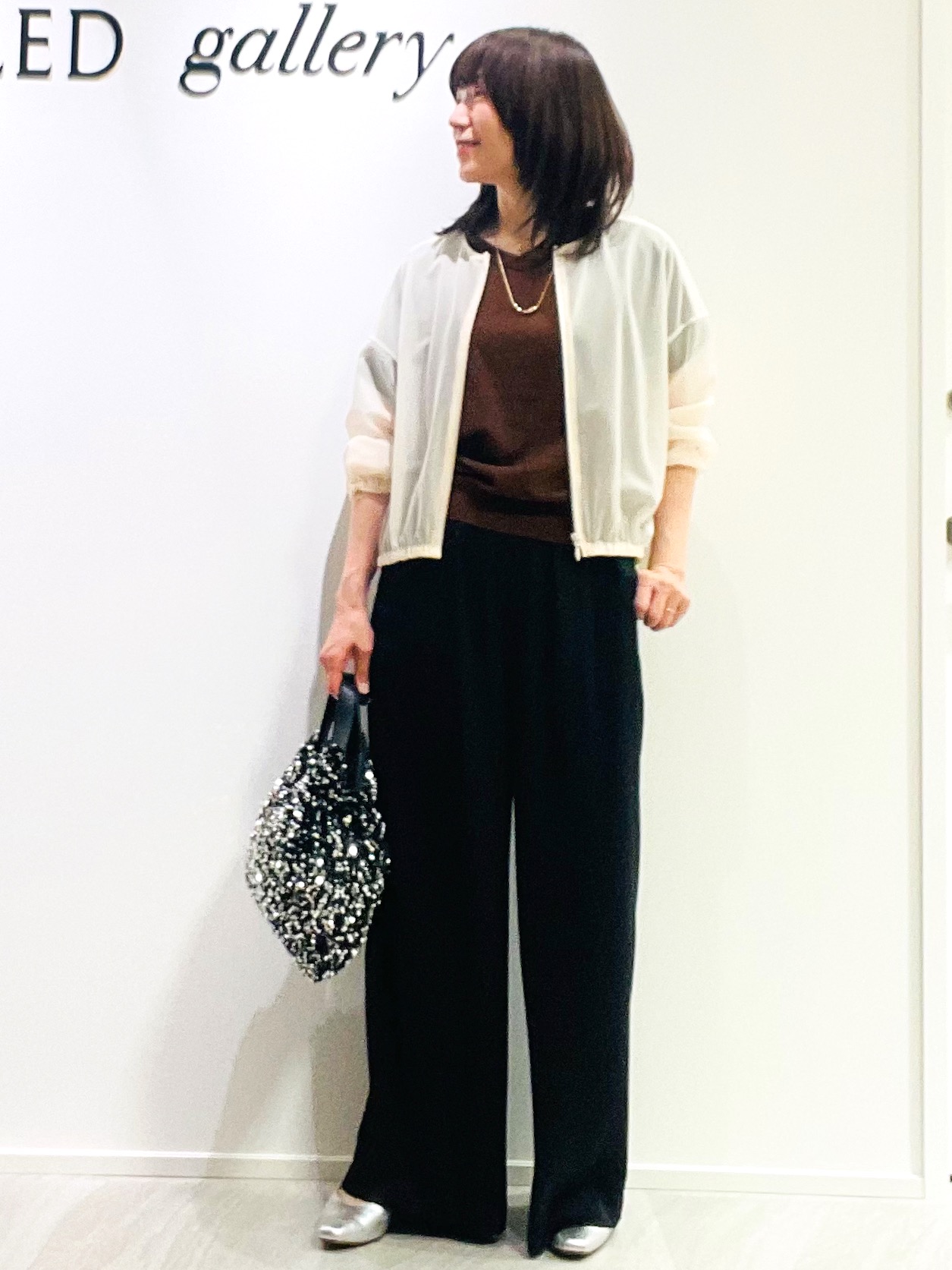 めいさんの「UNTITLED｜【秋羽織り/ジップ】トリコットシアーブラウス」を使ったコーディネート