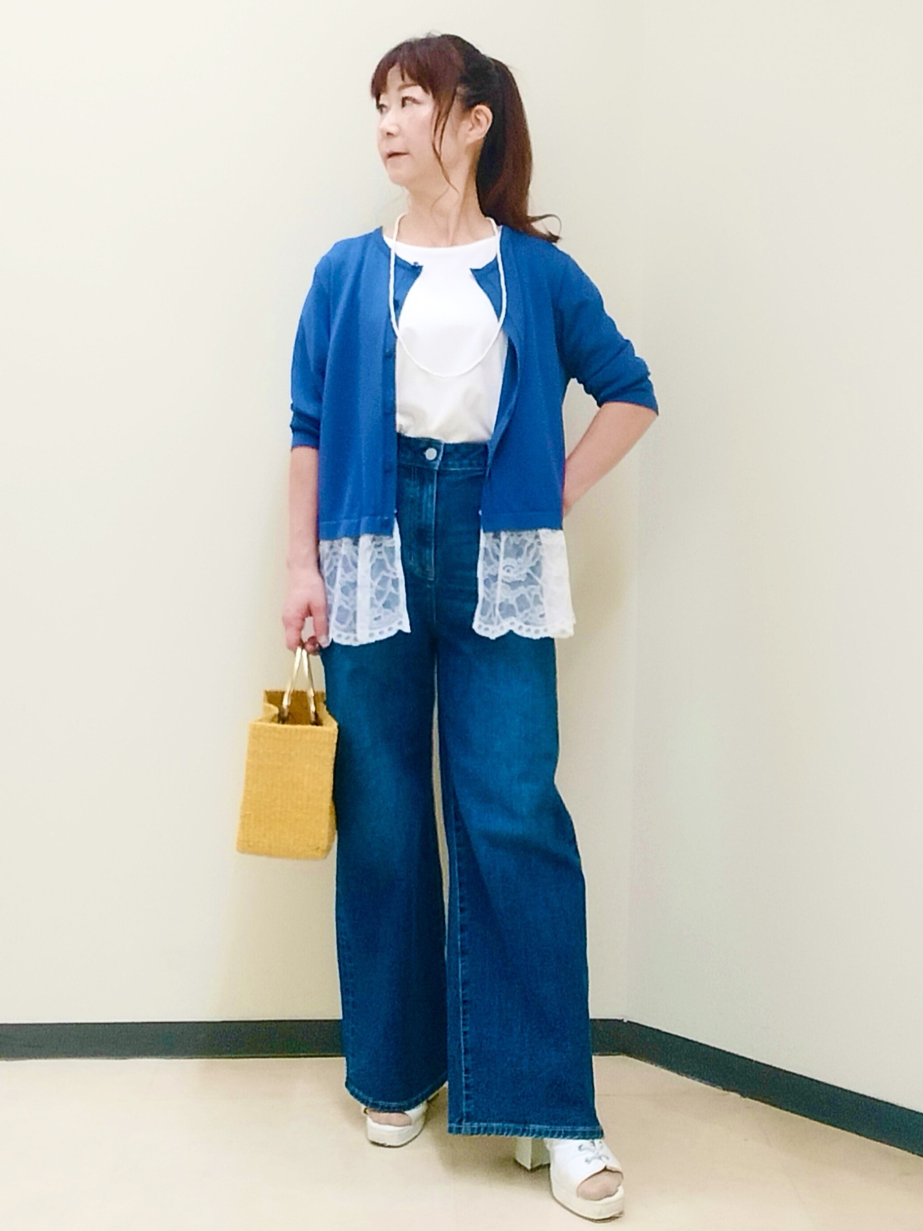 花さんの「Reflect｜【手洗い可】ワイドシルエットデニム」を使ったコーディネート