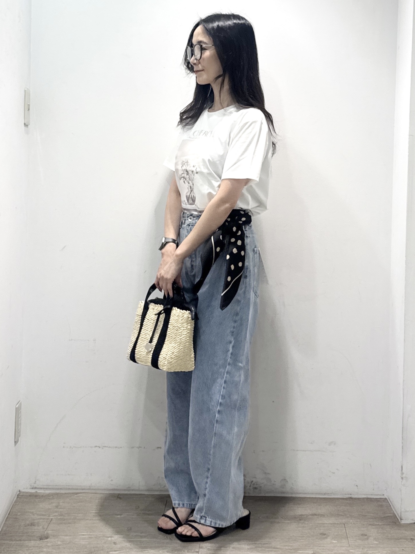 yuicciさんの「OPAQUE.CLIP｜【UV】フラワープリントTシャツ≪洗濯機OK／接触冷感≫」を使ったコーディネート