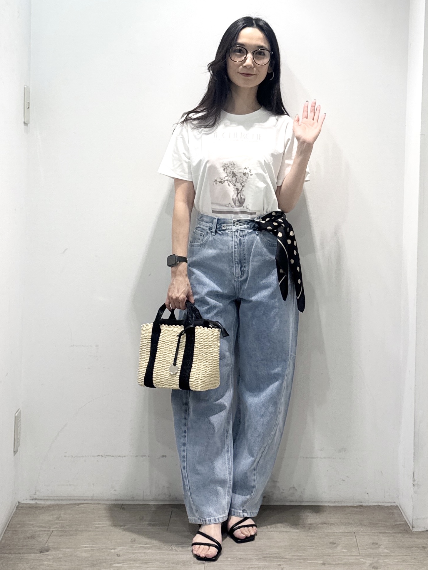 yuicciさんの「OPAQUE.CLIP｜【UV】フラワープリントTシャツ≪洗濯機OK／接触冷感≫」を使ったコーディネート
