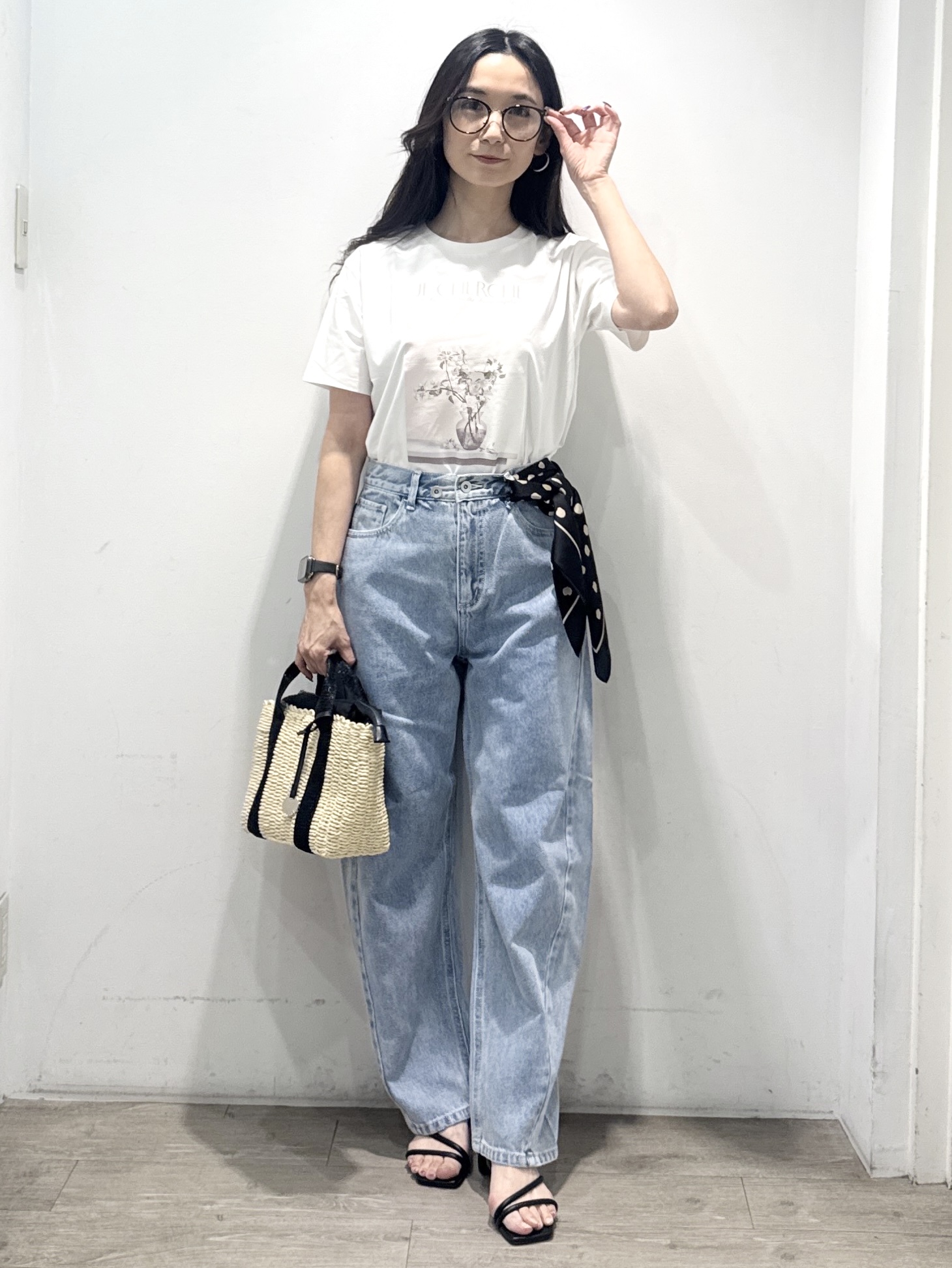 yuicciさんの「OPAQUE.CLIP｜【UV】フラワープリントTシャツ≪洗濯機OK／接触冷感≫」を使ったコーディネート