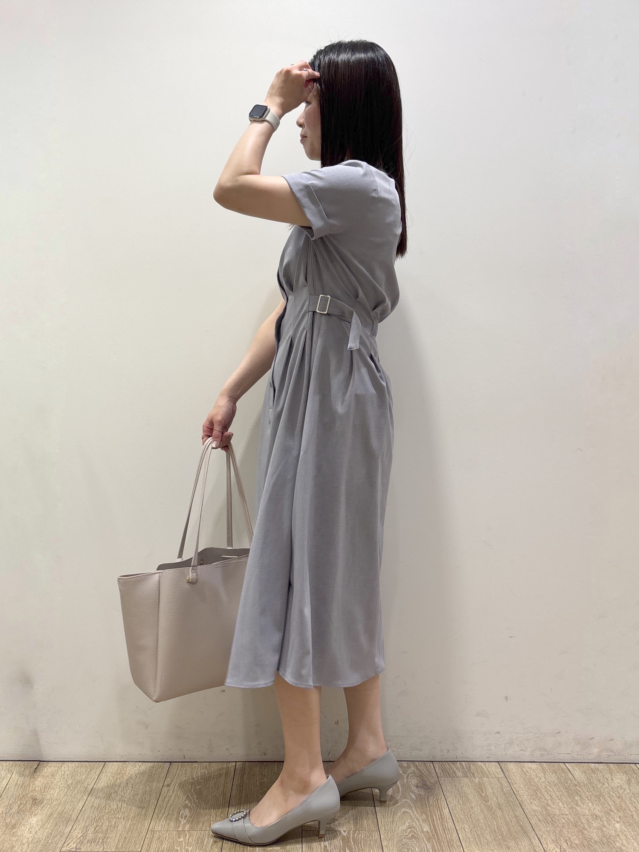 mameさんの「index｜【接触冷感／吸水速乾／UVケア】リネンライクサイドベルトシャツワンピース《透け防止／洗濯機OK》」を使ったコーディネート