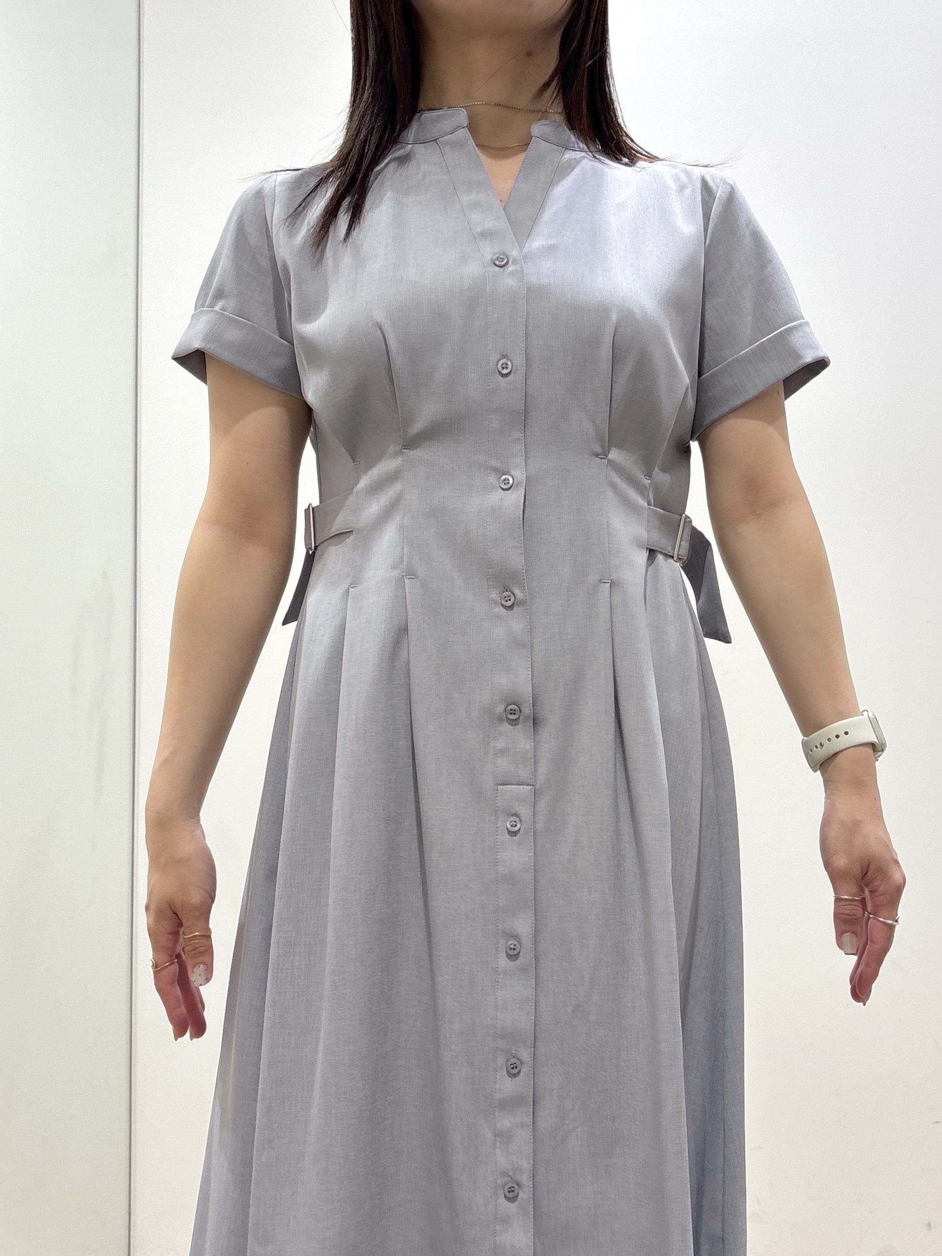 mameさんの「index｜【接触冷感／吸水速乾／UVケア】リネンライクサイドベルトシャツワンピース《透け防止／洗濯機OK》」を使ったコーディネート