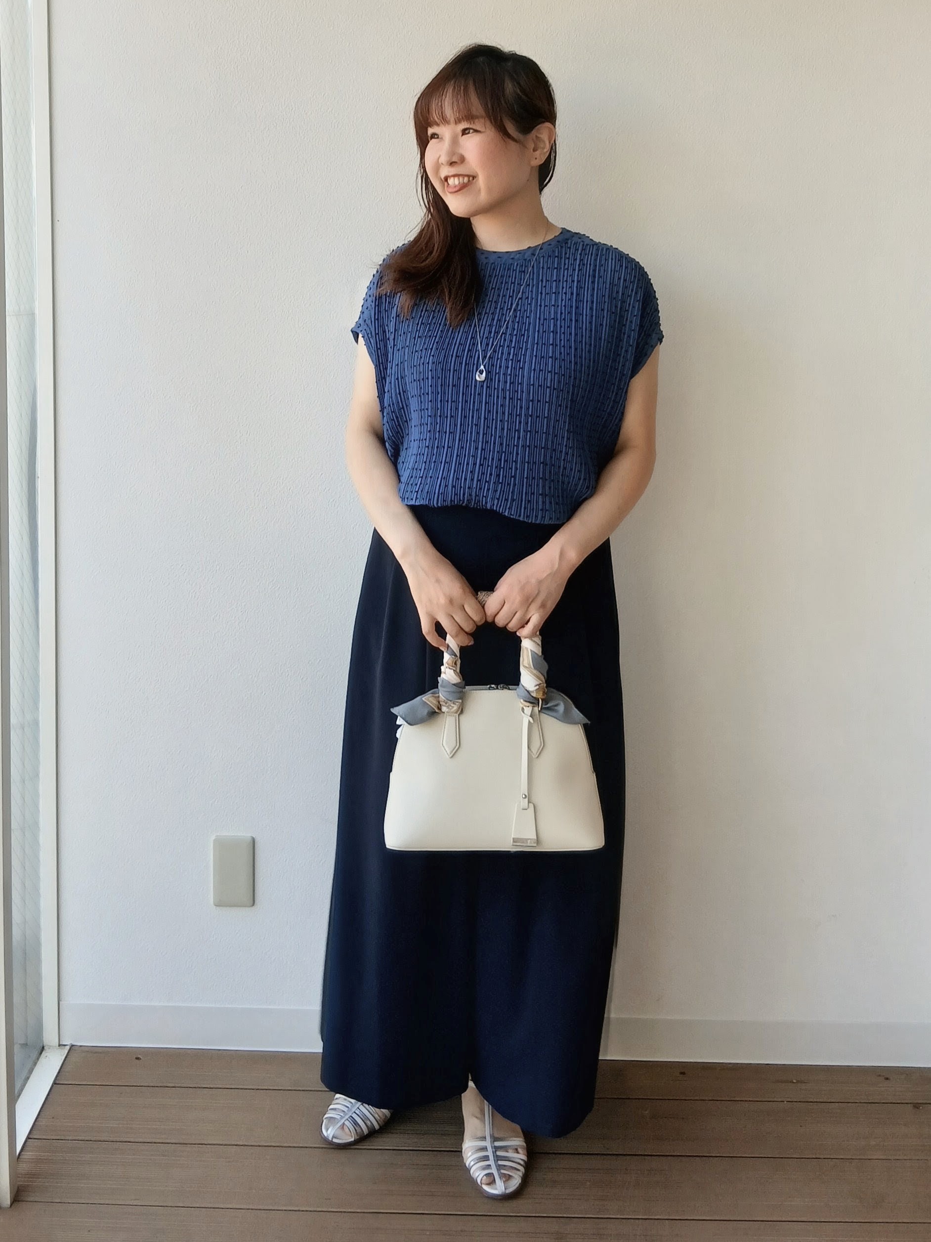 なみきさんの「UNTITLED｜【1枚で着映える】ドットジャガードブラウス」を使ったコーディネート