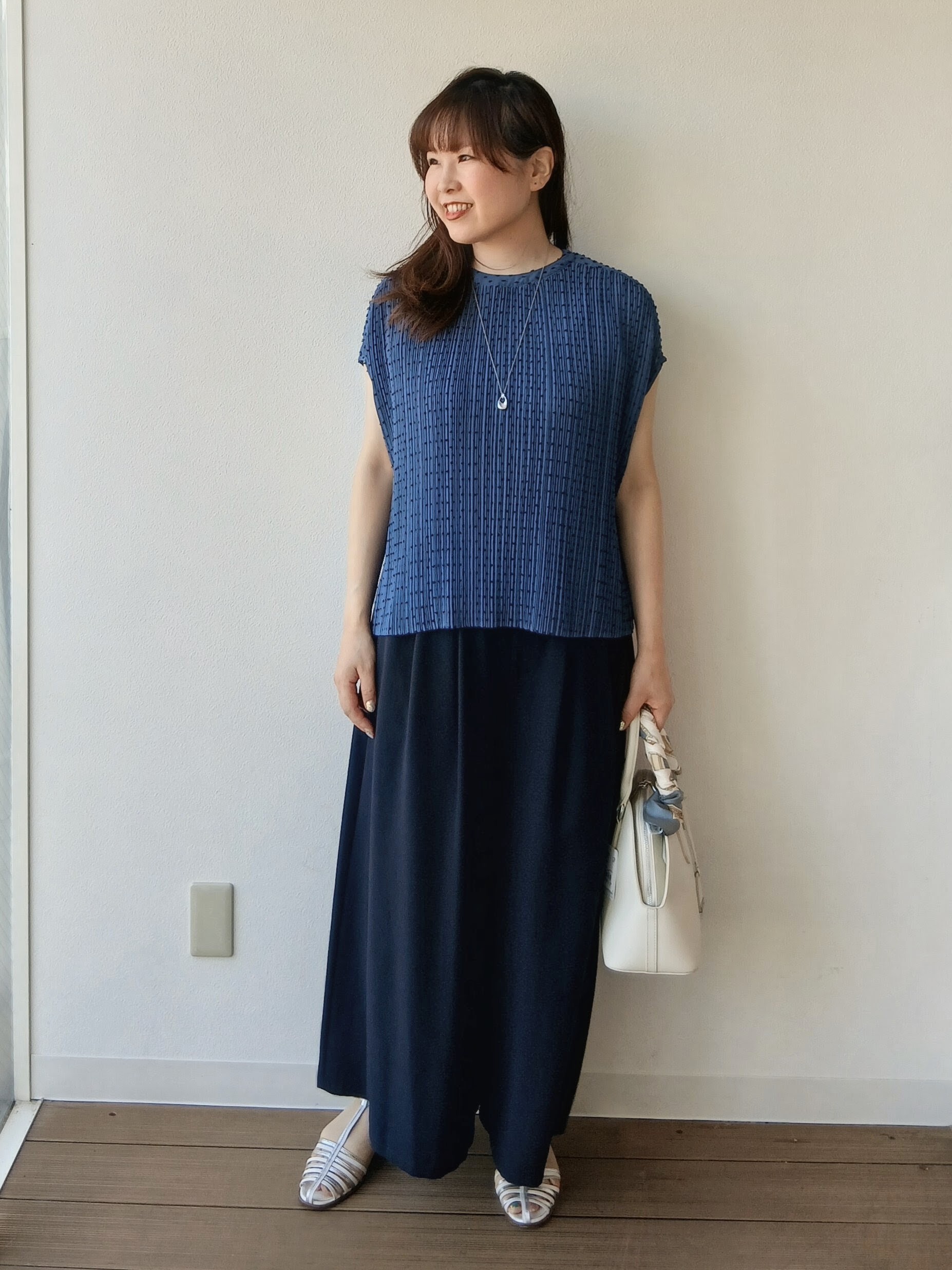 なみきさんの「UNTITLED｜【1枚で着映える】ドットジャガードブラウス」を使ったコーディネート