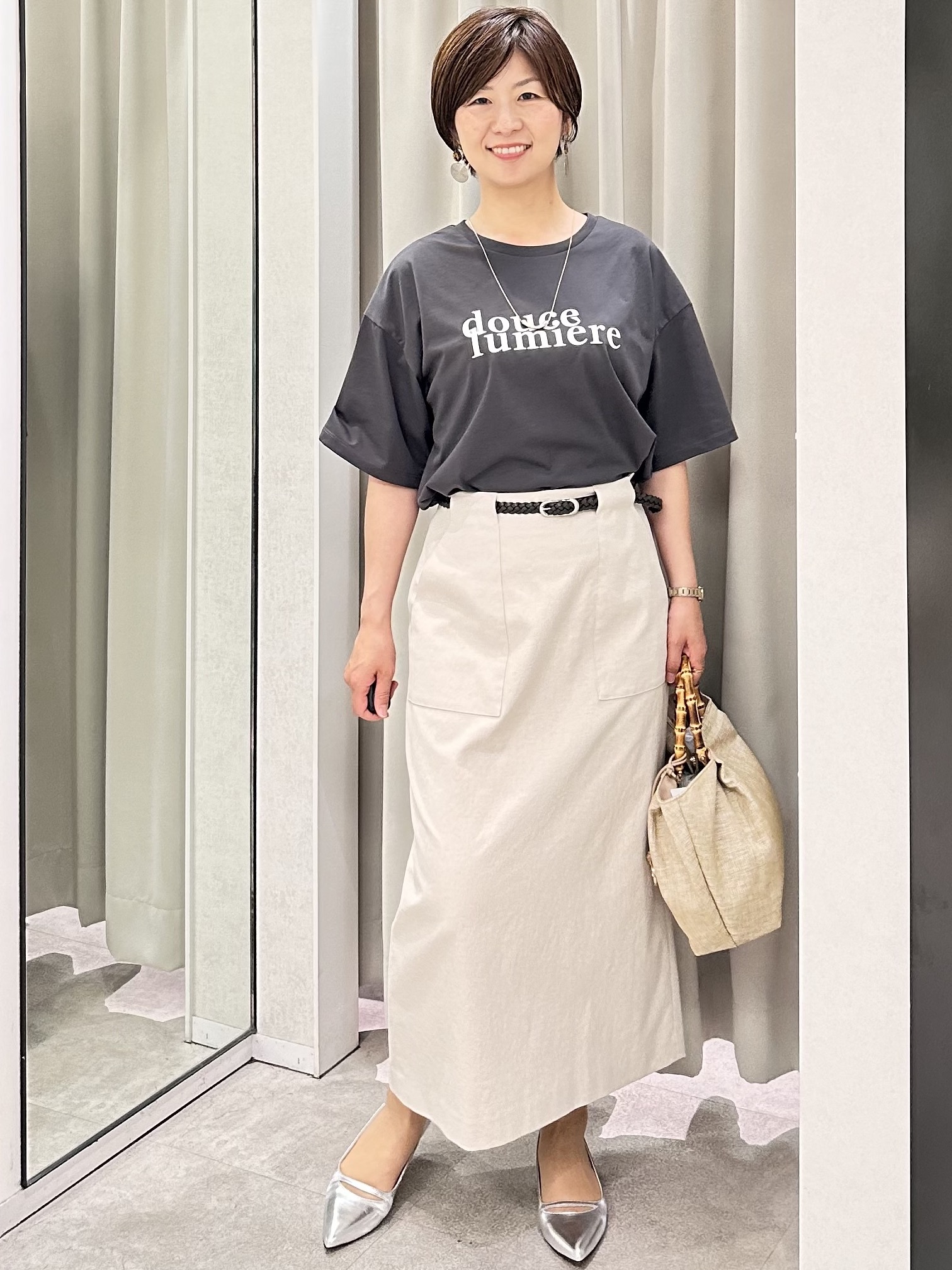 みなこさんの「UNTITLED｜【接触冷感/吸水速乾/UVカット】ドルマンスリーブシャツ」を使ったコーディネート